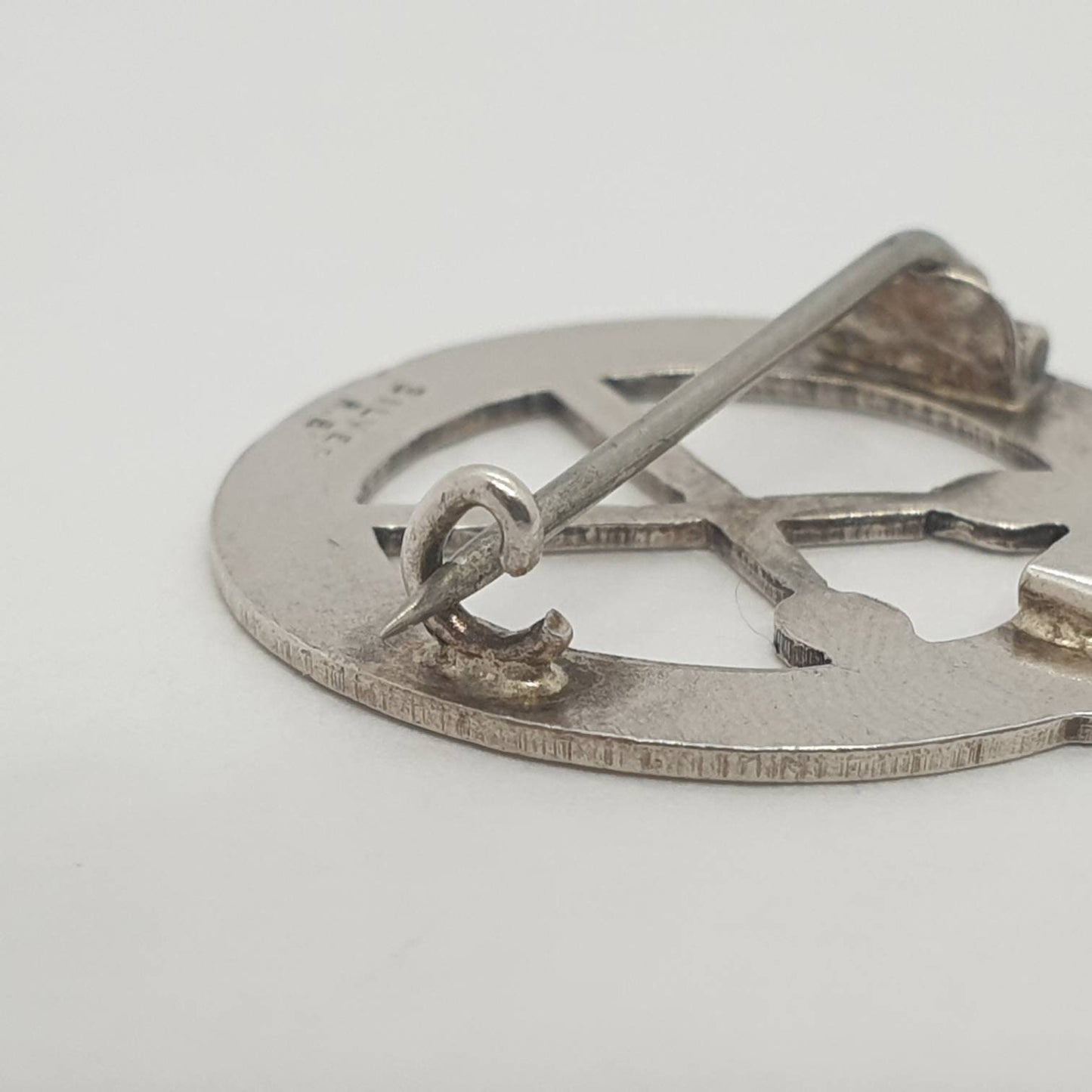 Antique Victorian Solid Silver Belt Buckle Brooch Pin Hand Engraved Front Vintage 1800s Round Circle Womens Ladies Mens Jewelry Jewellery