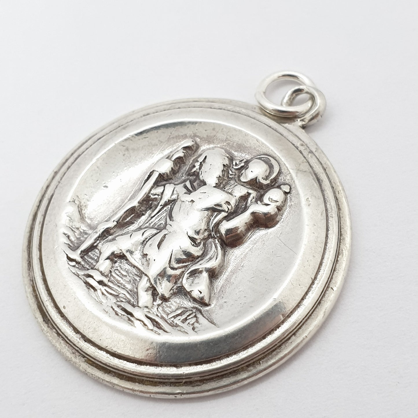 Vintage GEORG JENSEN Sterling Silver St Christopher Necklace Pendant Large Heavy Big 1972 Hallmarked Heavy 18.31g Genuine Jewelry