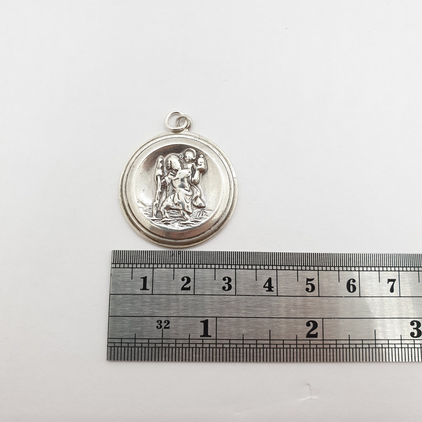 Vintage GEORG JENSEN Sterling Silver St Christopher Necklace Pendant Large Heavy Big 1972 Hallmarked Heavy 18.31g Genuine Jewelry