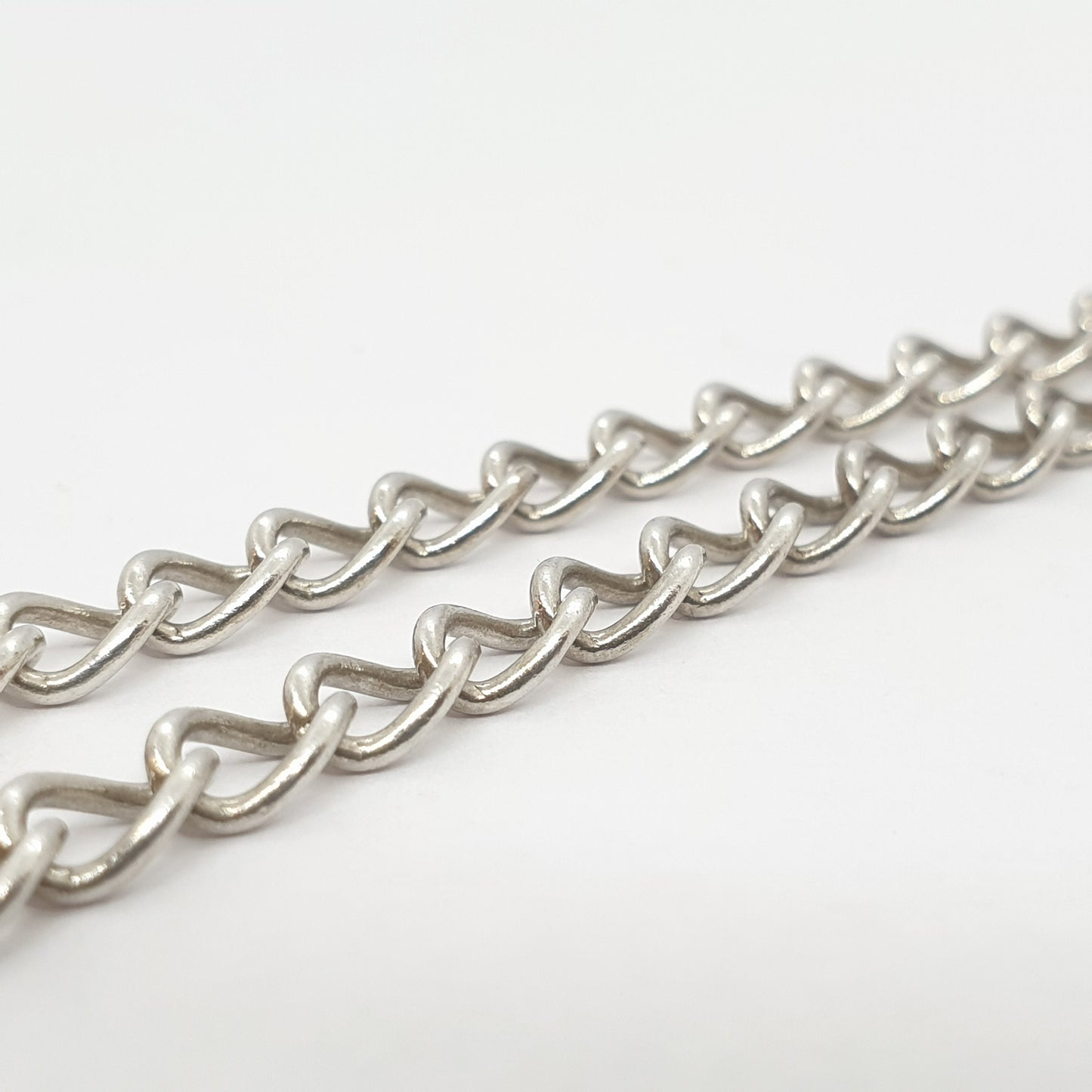 Old Vintage Silver Curb Link Bracelet Sterling 925 Solid Chain Charm 5.40g 20cm 7.85" Solid Links Long Retro Womens Mens Jewellery Jewelry