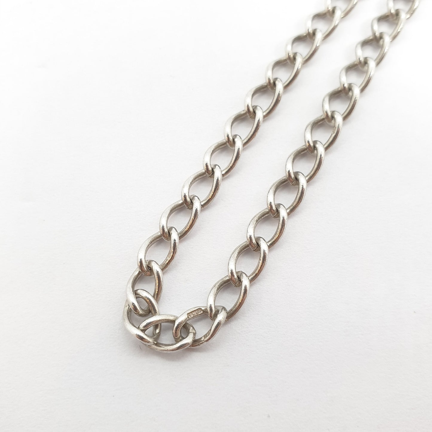 Old Vintage Silver Curb Link Bracelet Sterling 925 Solid Chain Charm 5.40g 20cm 7.85" Solid Links Long Retro Womens Mens Jewellery Jewelry