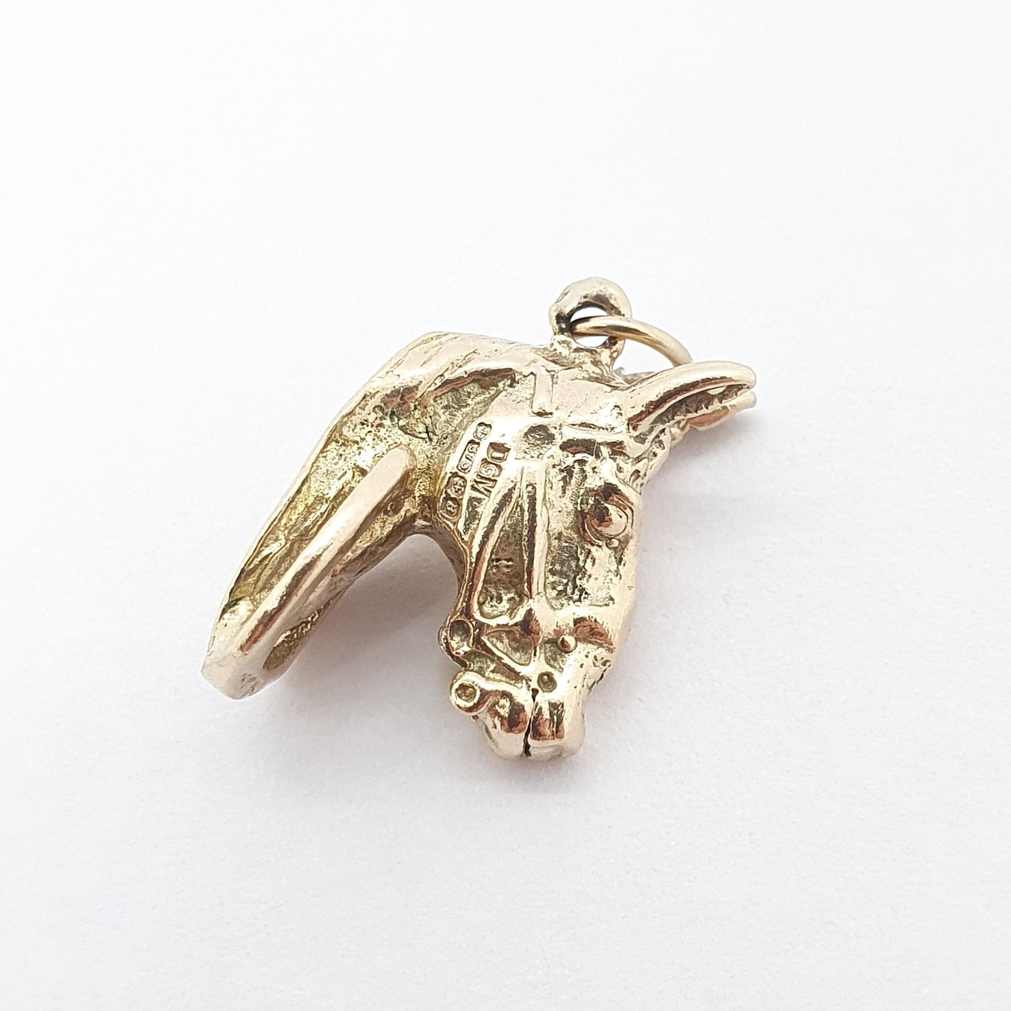 Vintage 9ct 9k Gold Horse Head Charm Pendant Necklace Horseshoe Horses Good Luck 1970s Lucky Necklace Riding Womens Mens Jewellery Jewelry