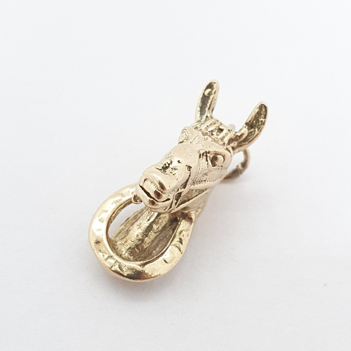 Vintage 9ct 9k Gold Horse Head Charm Pendant Necklace Horseshoe Horses Good Luck 1970s Lucky Necklace Riding Womens Mens Jewellery Jewelry