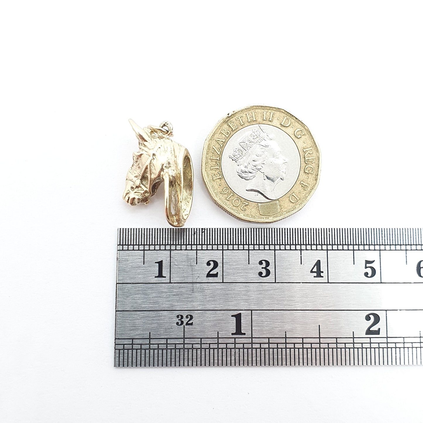 Vintage 9ct 9k Gold Horse Head Charm Pendant Necklace Horseshoe Horses Good Luck 1970s Lucky Necklace Riding Womens Mens Jewellery Jewelry