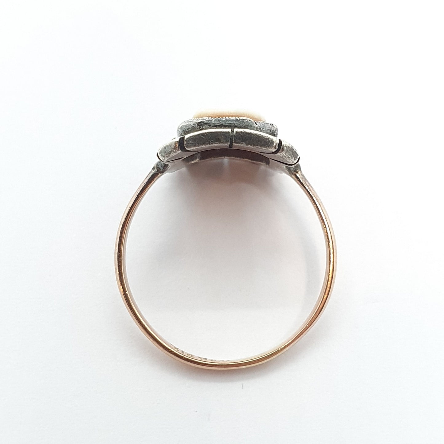 Antique 9ct 9kt Gold Cameo Ring Solid Silver Art Deco Marcasite Vintage 1920s Genuine Shell Real Jewelry Jewellery Womens UKP US7.75
