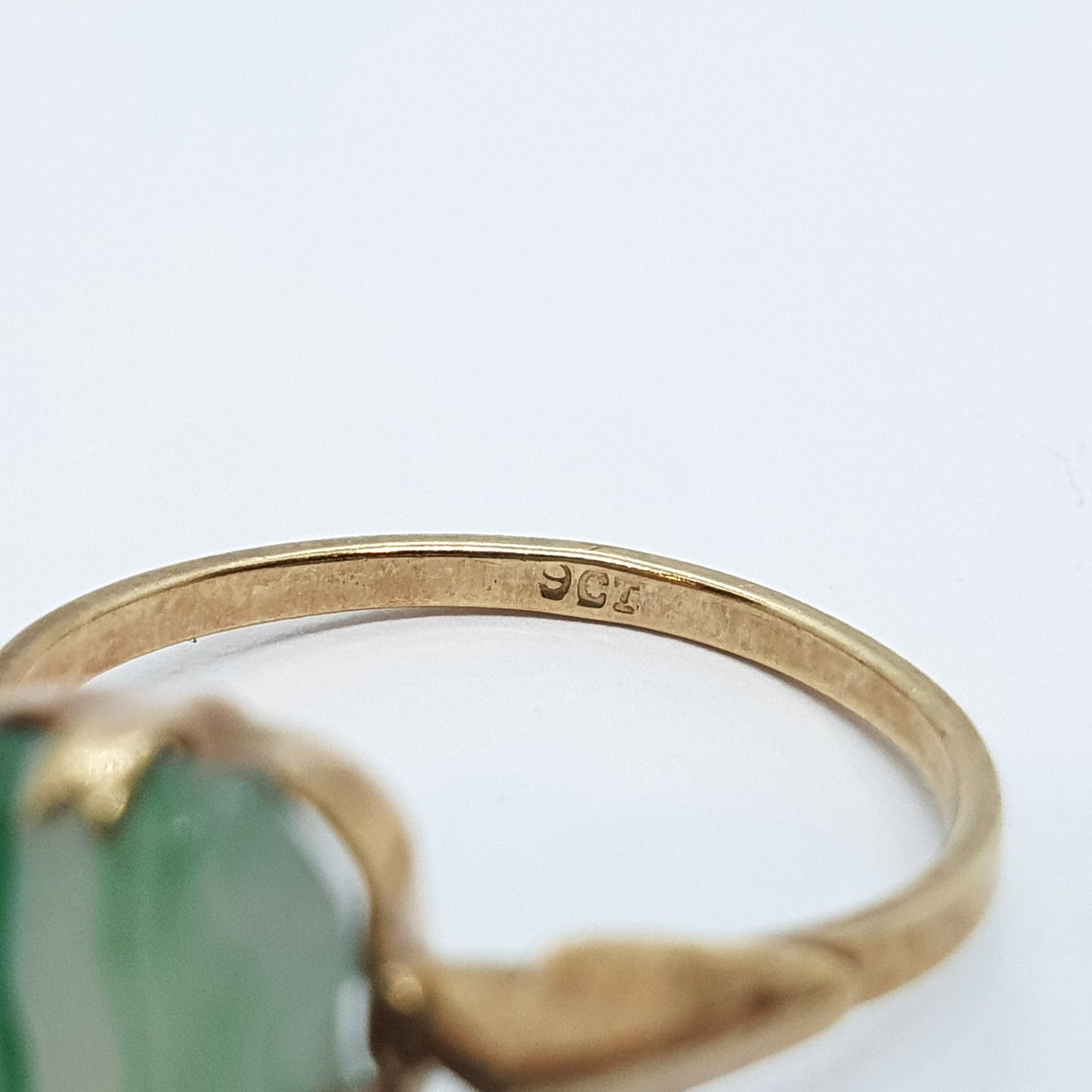 Antique Art Deco 9ct Rose Gold Faux Moss Agate Ring Solid 9k 375 Square Cabochon Vintage Womens Stacker Jewelry Jewellery UKL US5.75