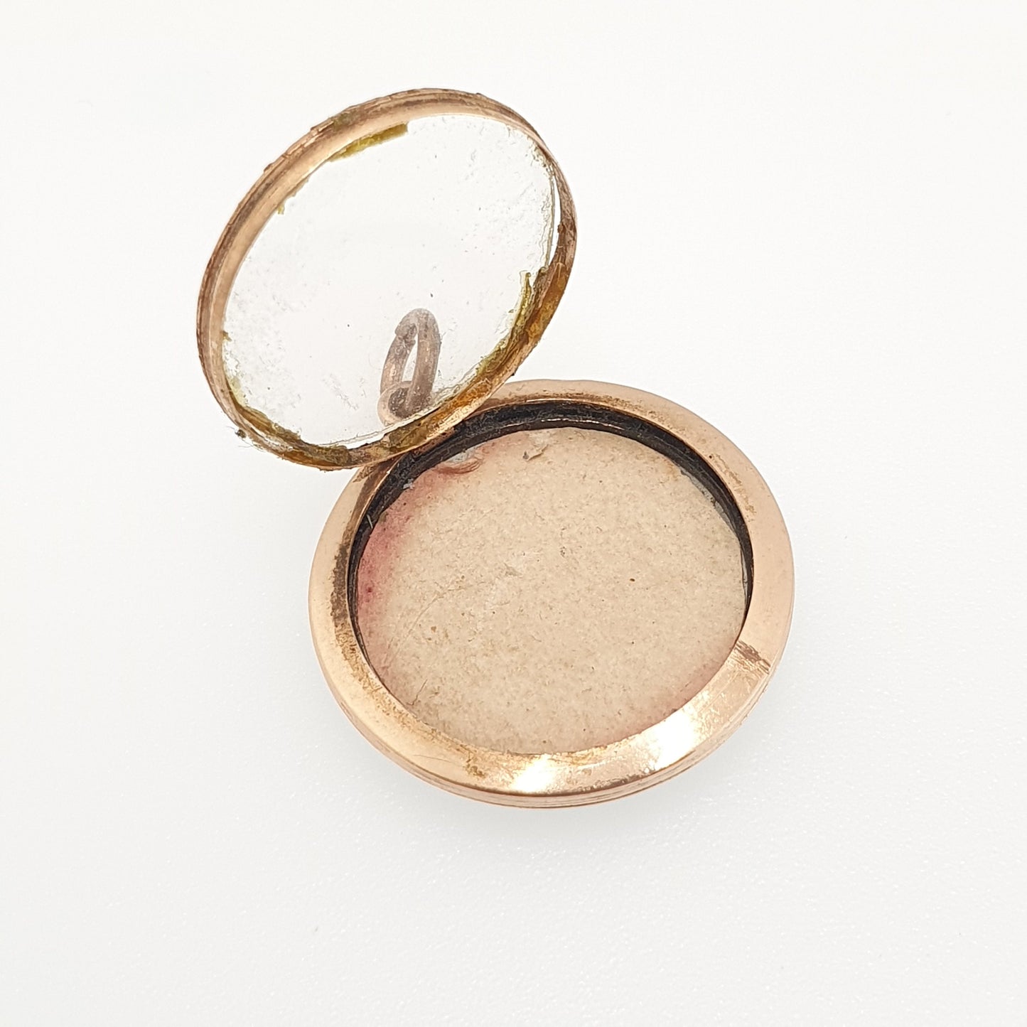 Antique 15ct Rose Gold Locket Pendant Necklace Solid 15k Soldier Mourning Round Circle Vintage Photo Picture Glass Womens Jewelry Jewellery
