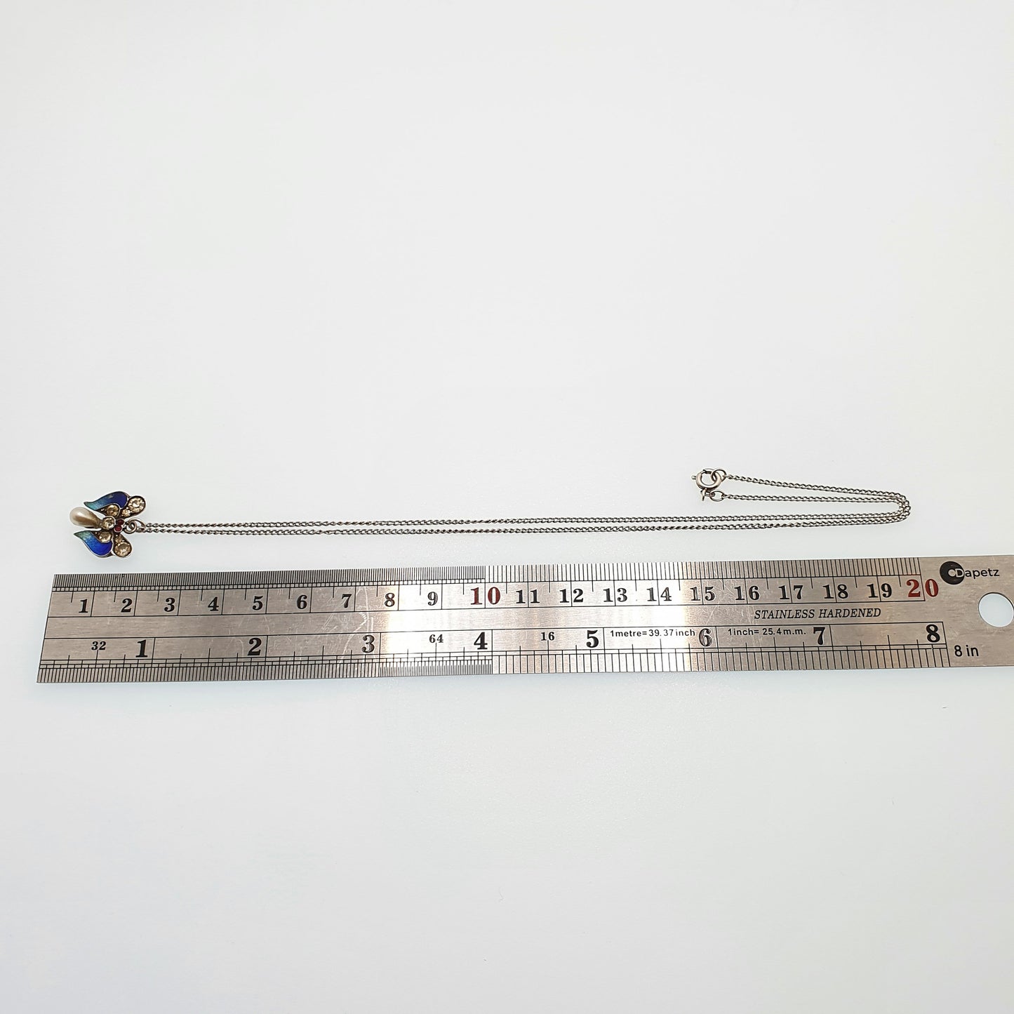 Antique Sterling Silver Enamel Butterfly Pendant Art Nouveau Necklace Ruby Diamond Paste Insect Bug Fly Vintage Womens Jewelry Jewellery