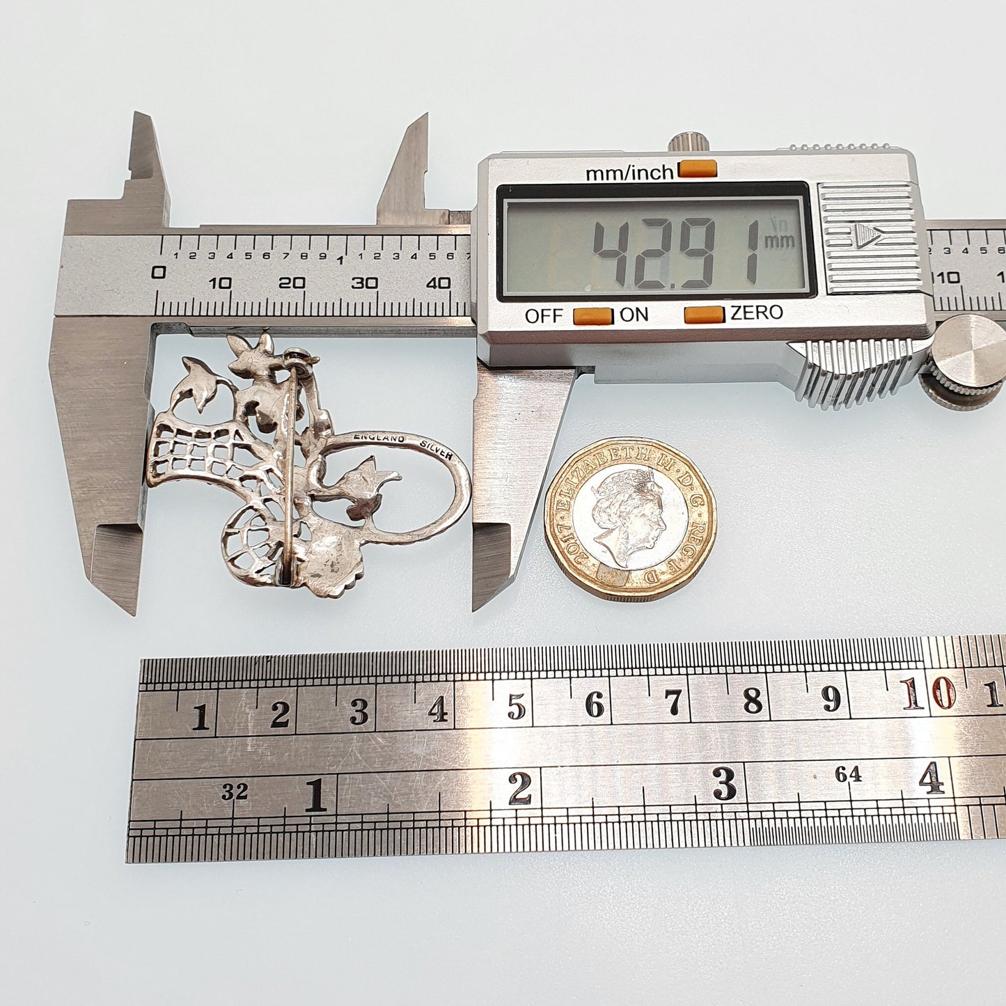 Antique Sterling Silver Flower Basket Brooch Pin Art Deco Marcasite Giardinetti Style Vintage 1920s Solid 925 Womens Jewelry Jewellery