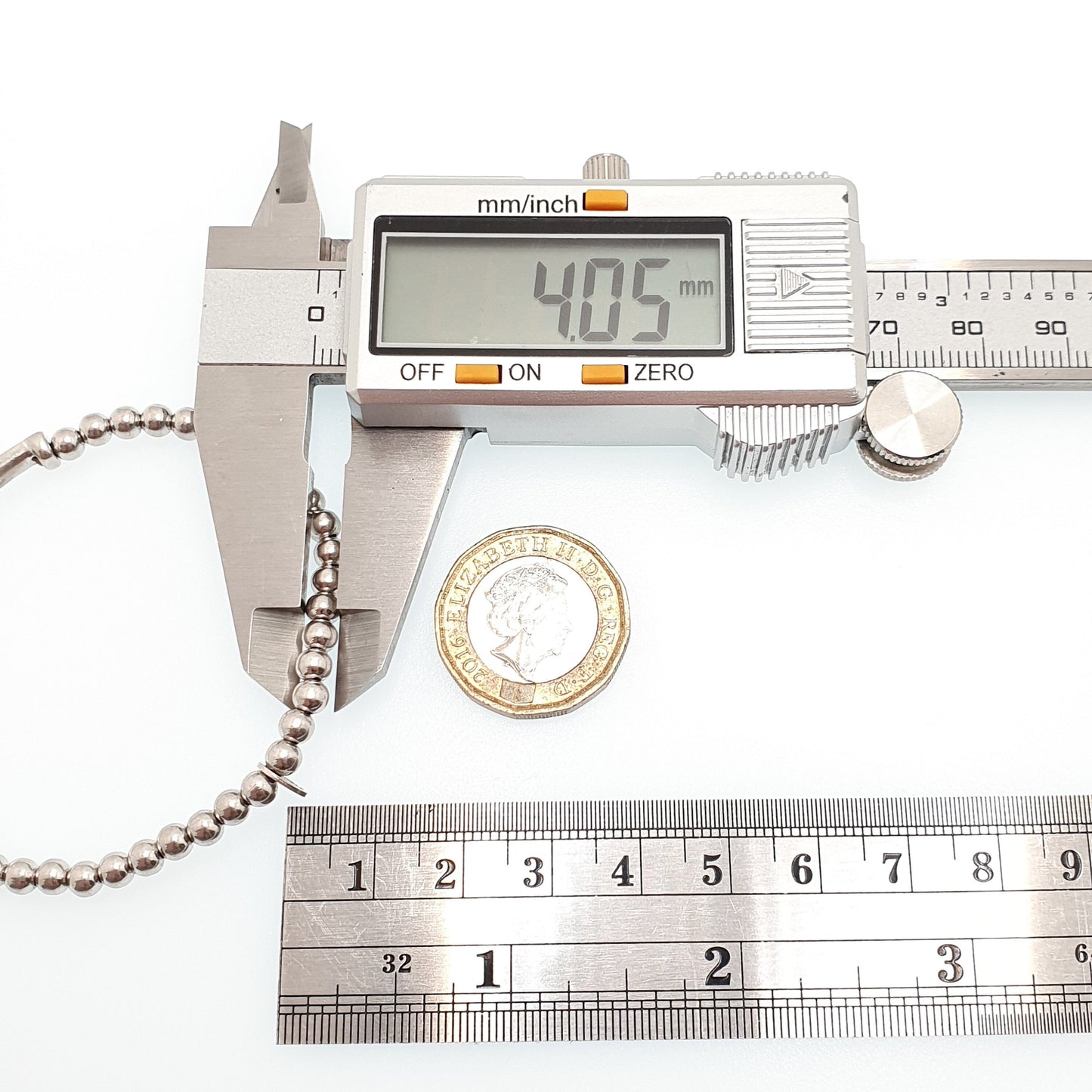 Modernist Sterling Silver CZ Bead Bracelet Beaded Solid 925 Elasticated Retro Cute 5.60g Sparkly Girls Ladies Womens Jewelry Jewellery