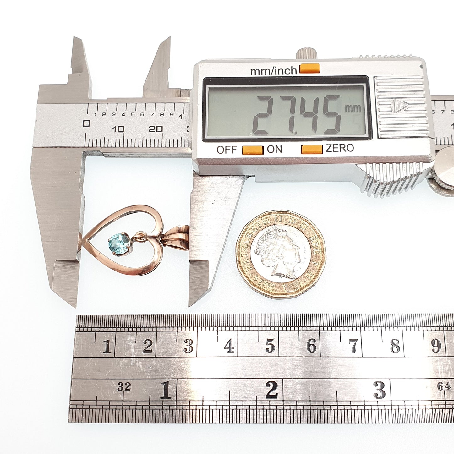 Antique 9ct 9k Rose Gold Heart Aquamarine Topaz Necklace Pendant Blue Swiss Topaz 1910s Gemstone Solid 375 Vintage Womens Jewellery Jewelry