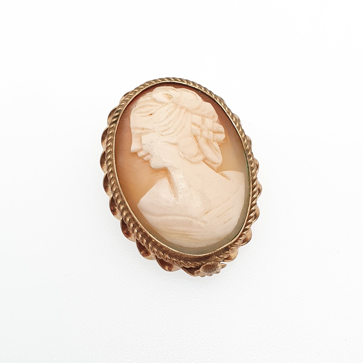Old Vintage Gold Filled Cameo Pendant Brooch Rolled Gold Necklace Pin Engraved Hand Carved Italian Shell Womens Jewelry Vintage Jewellery