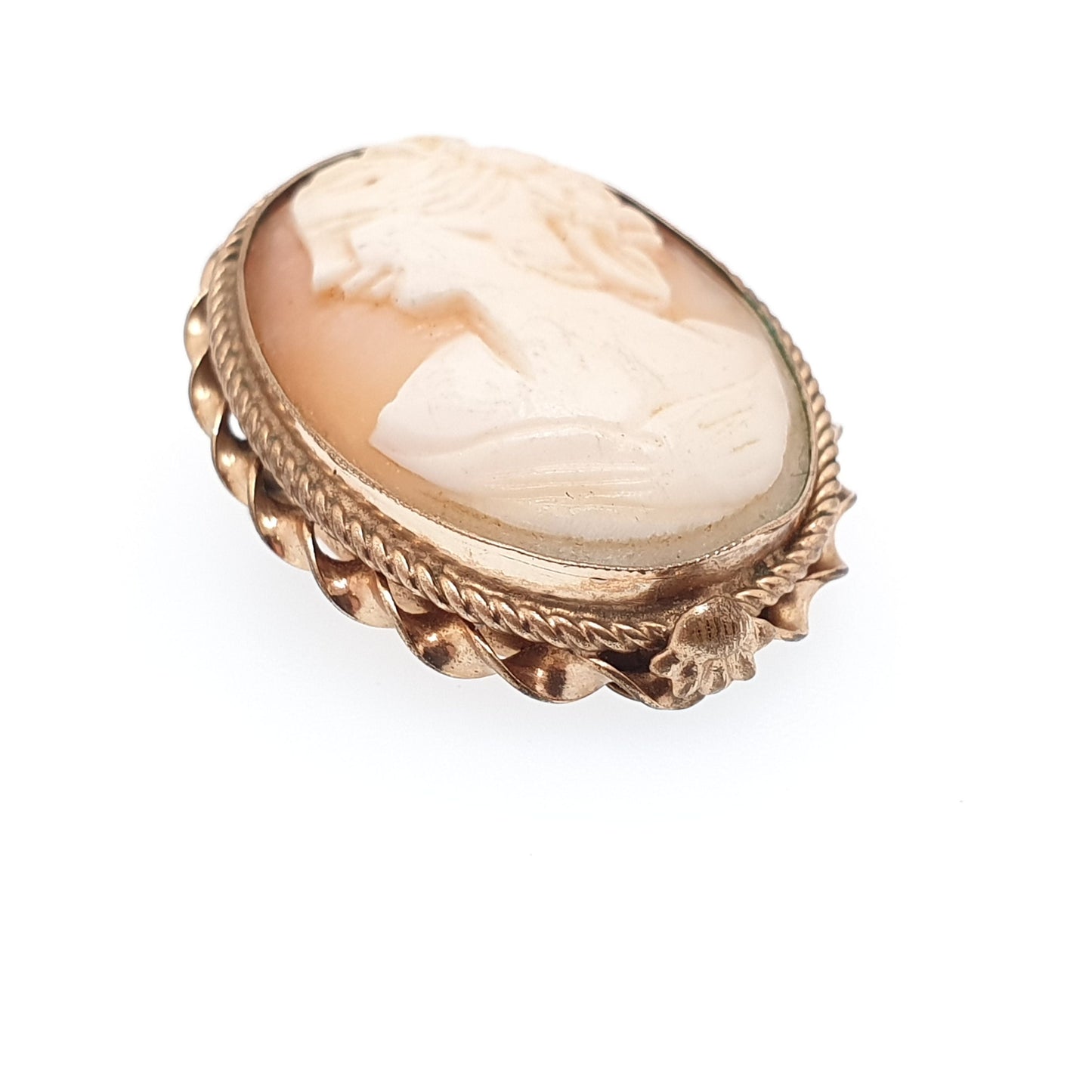 Old Vintage Gold Filled Cameo Pendant Brooch Rolled Gold Necklace Pin Engraved Hand Carved Italian Shell Womens Jewelry Vintage Jewellery
