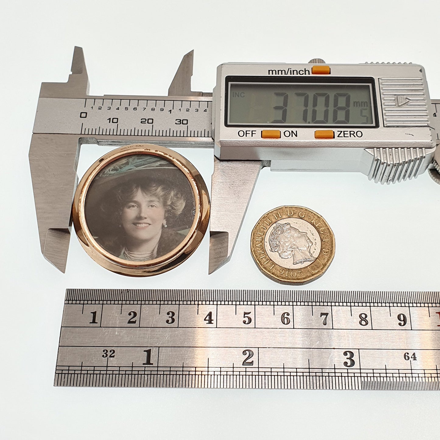 Antique Rolled Gold Photo Brooch Pin Rose Gold Filled Picture Edwardian 1900s Old Vintage Elegant Lady Women Womens Ladies Jewellery Jewelry