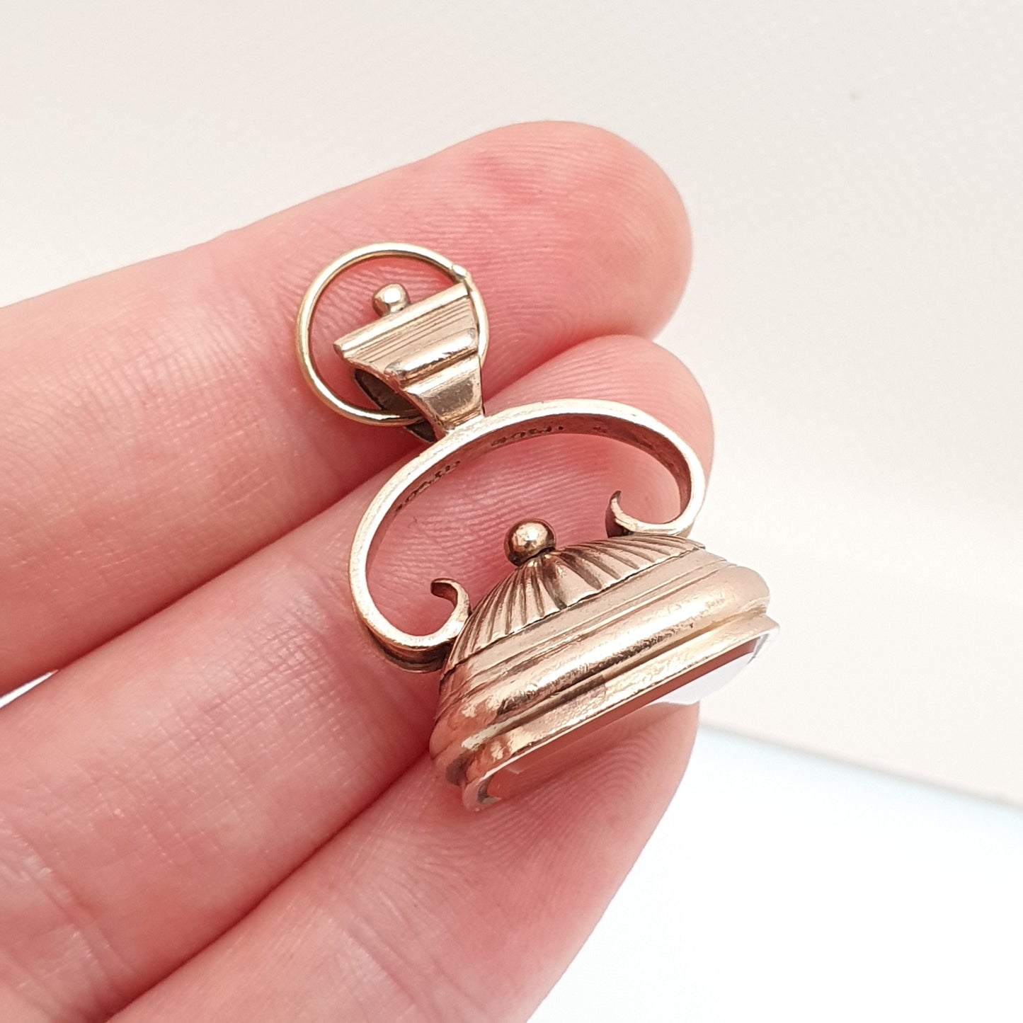 Antique Victorian 9ct Rose Gold Fob Pendant Necklace Carnelian Agate Quartz Letter Seal Albert Large Big Solid 375 Vintage Jewellery Jewelry