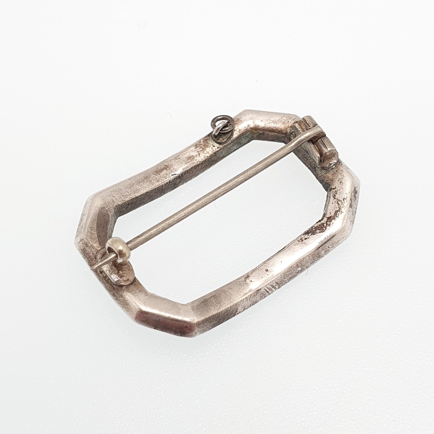 Antique Georgian Paste Solid Silver Brooch Pin Buckle Shape Foiled Diamond Paste Solid Backed Vintage Ladies Womens Jewelry Jewellery