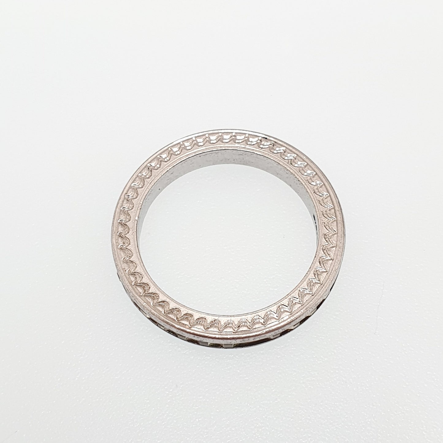 Antique Art Deco Sterling Silver Diamond Paste Eternity Ring 1920s Full Channel Sparkly White Vintage Ladies Womens Jewelry Jewellery