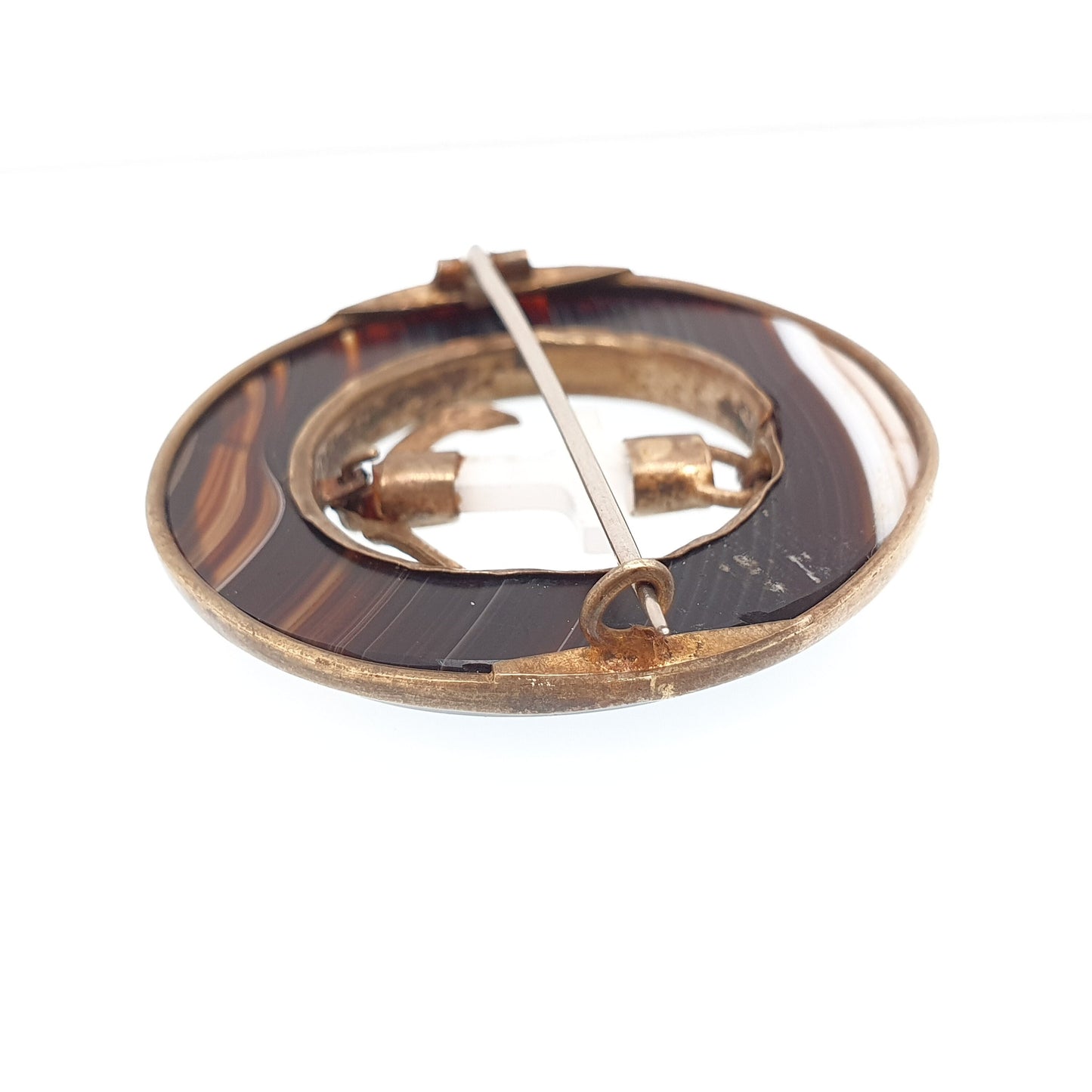 Antique Victorian Anchor Brooch Pin Banded Striped Agate Rolled Gold Hope Sailing 1800s Genuine Gemstone Vintage Womens Jewelry Jewellery