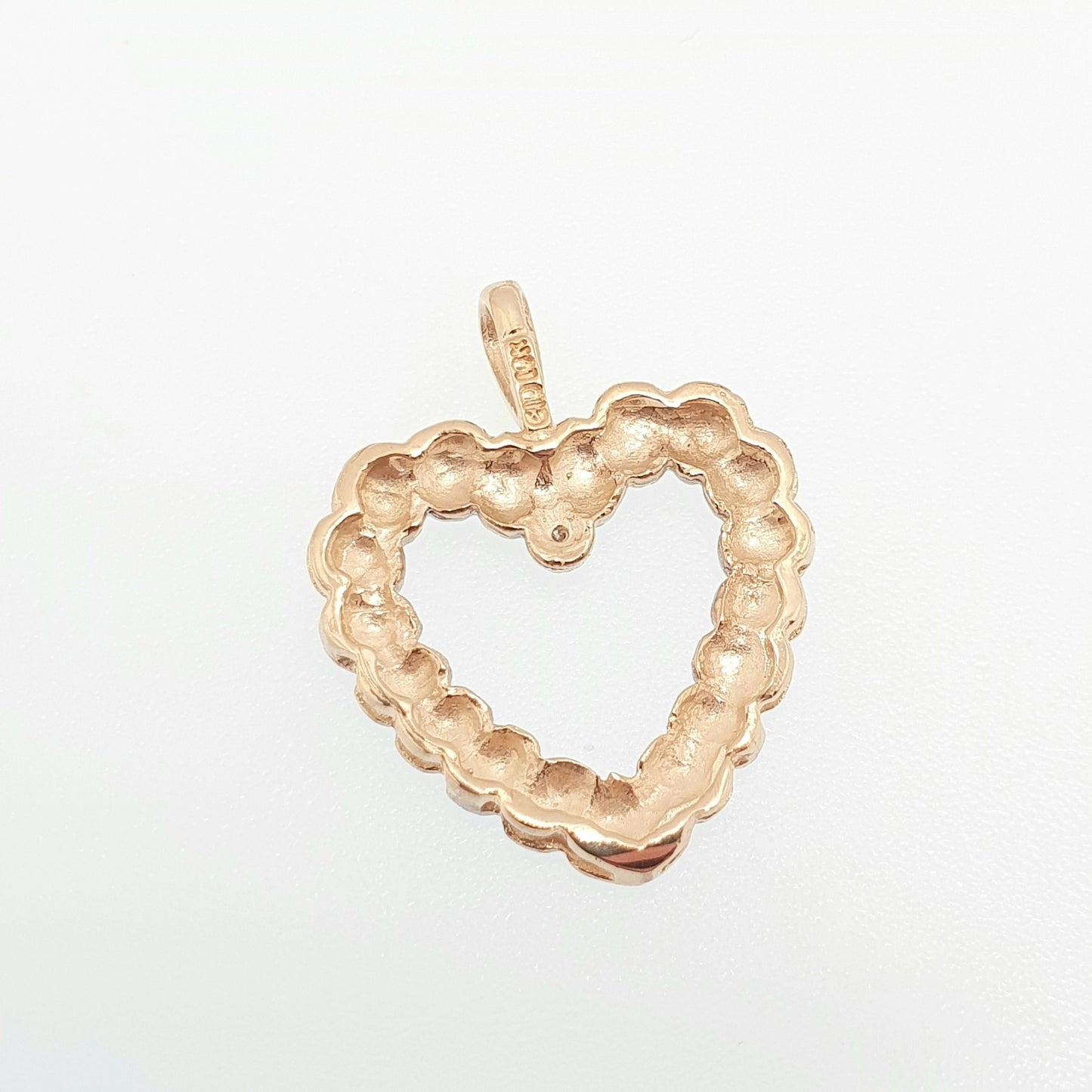 Vintage 10k Gold Heart Diamond Pendant Solid 417 10kt Necklace Small Diamond Illusion Set White Modernist Retro Womens Jewelry Jewellery