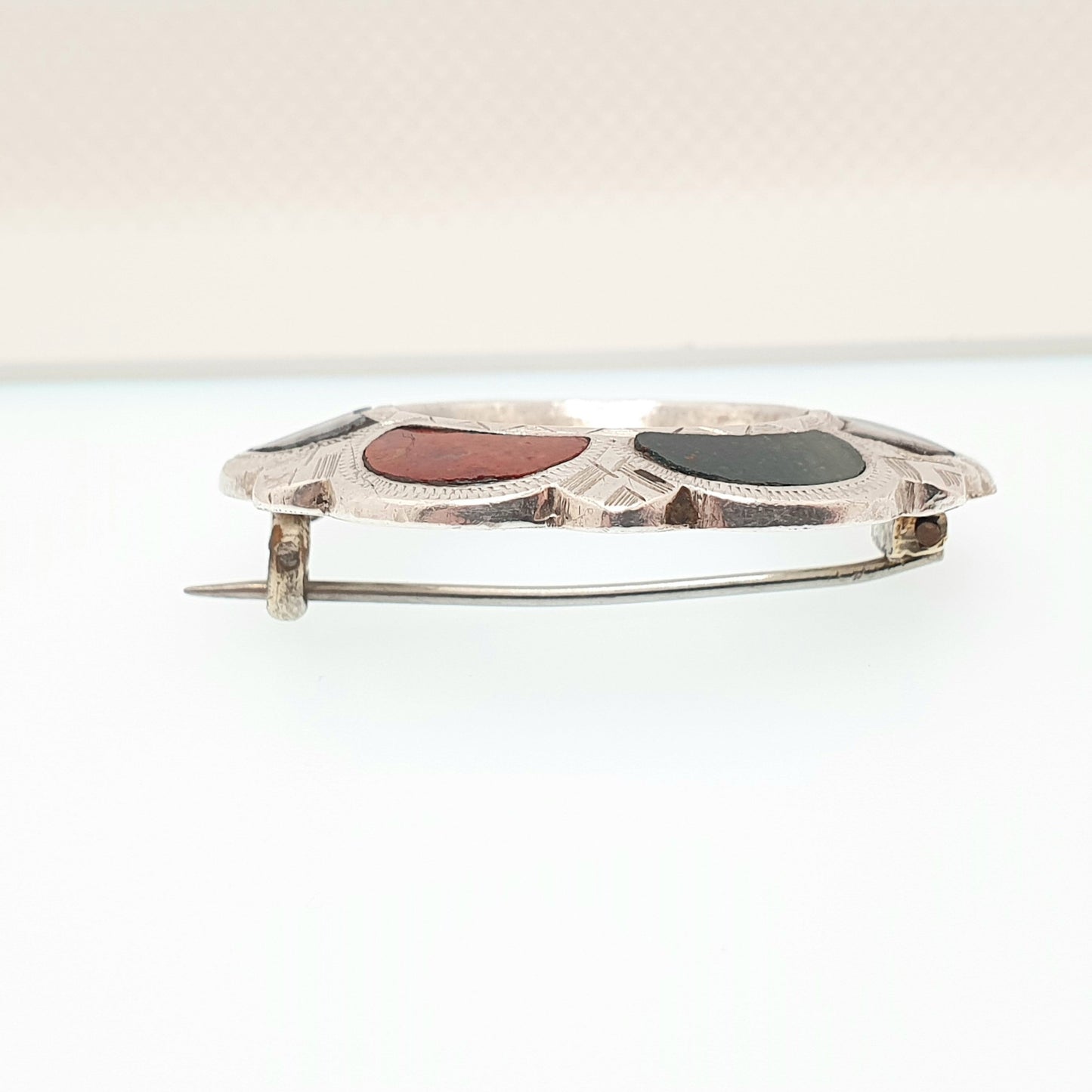 Antique Victorian Solid Silver Scottish Brooch Pin Maltese Cross Jasper Agate Chalcedony Cruciform Crucifix 1800s Womens Jewelry Jewellery