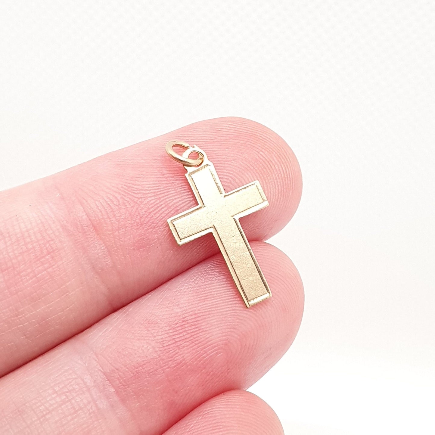 Vintage 9ct 9k Gold Crucifix Charm Bracelet Cross Necklace Pendant Solid 375 Christian Catholic Christ Small Retro Womens Jewellery Jewelry