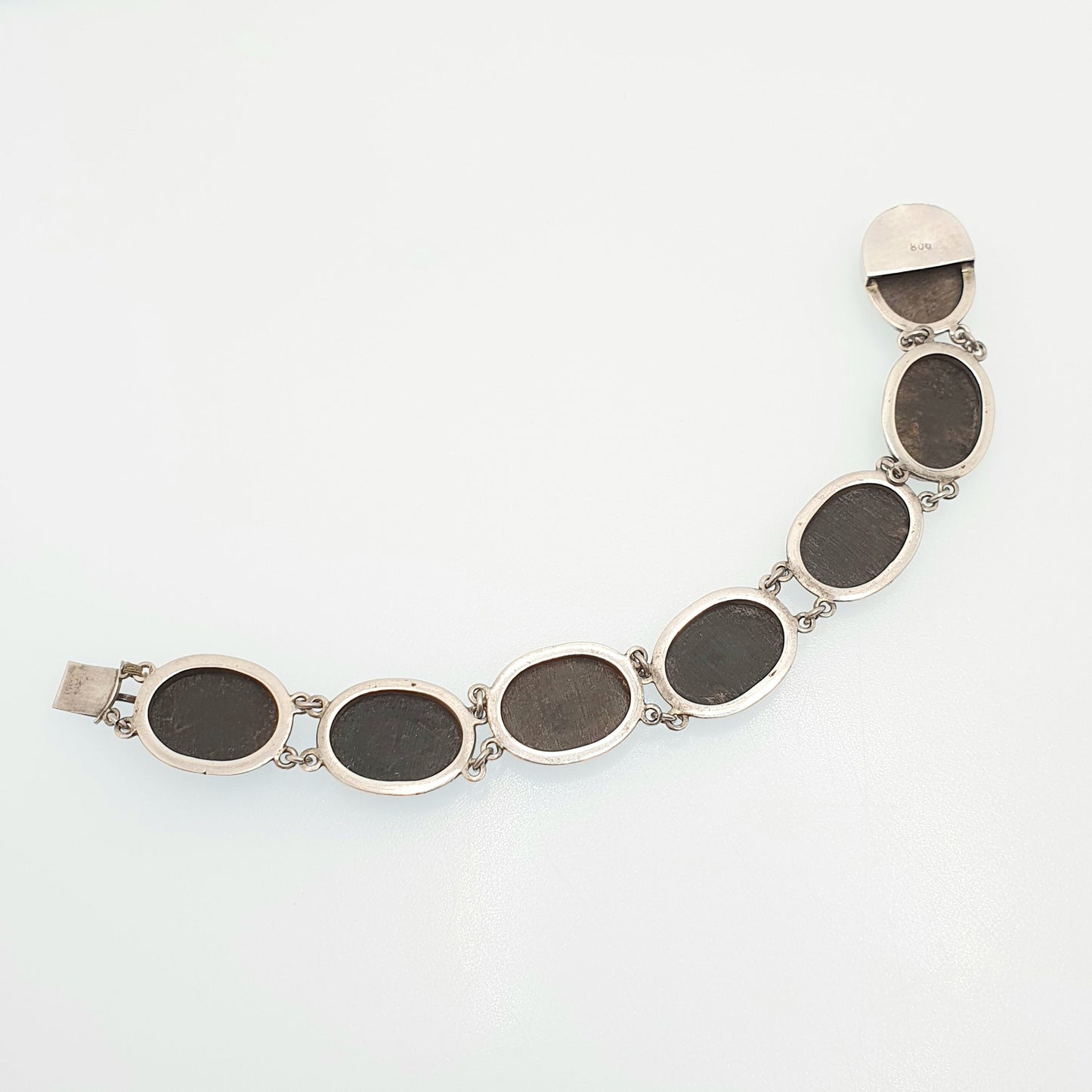 Antique Solid Silver Cameo Bracelet Abalone Art Deco Vintage 1920s Shell Hand Carved Handmade Artisan Womens Italian Jewelry Jewellery