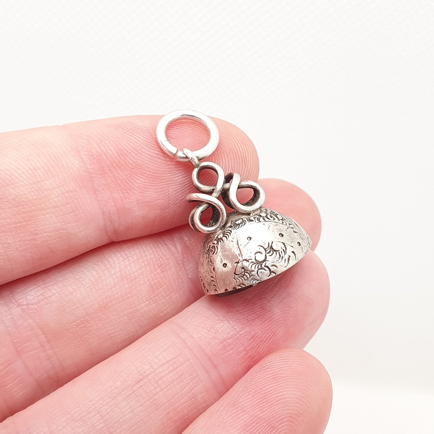 Antique Georgian Solid Silver Fob Necklace Pendant Humbug Agate Striped Banded Letter Seal Gemstone Fine Estate Vintage Jewelry Jewellery