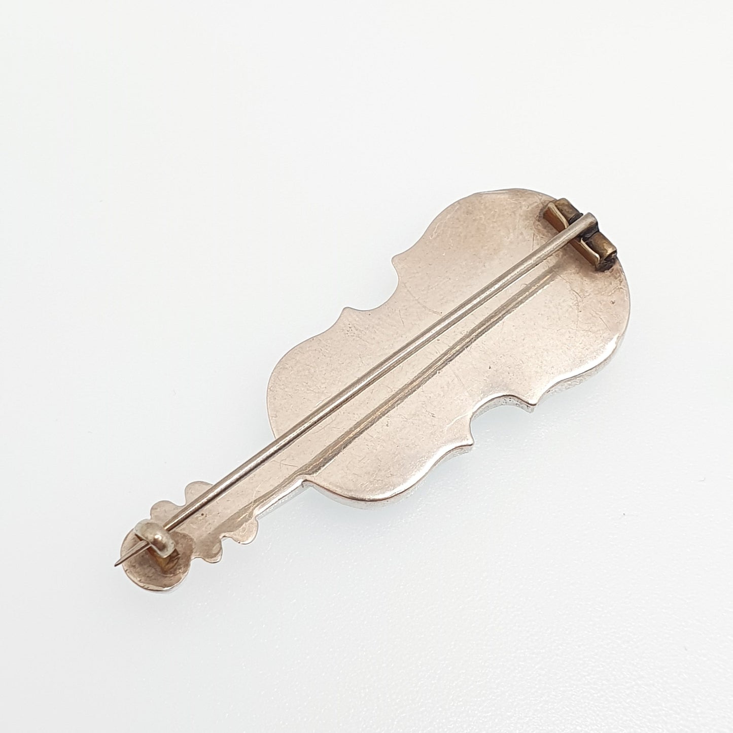 Antique Victorian Solid Silver Violin Brooch Blue Lace Agate Scottish Cello Music Musical Instrument Vintage Gemstone Womens Jewelry