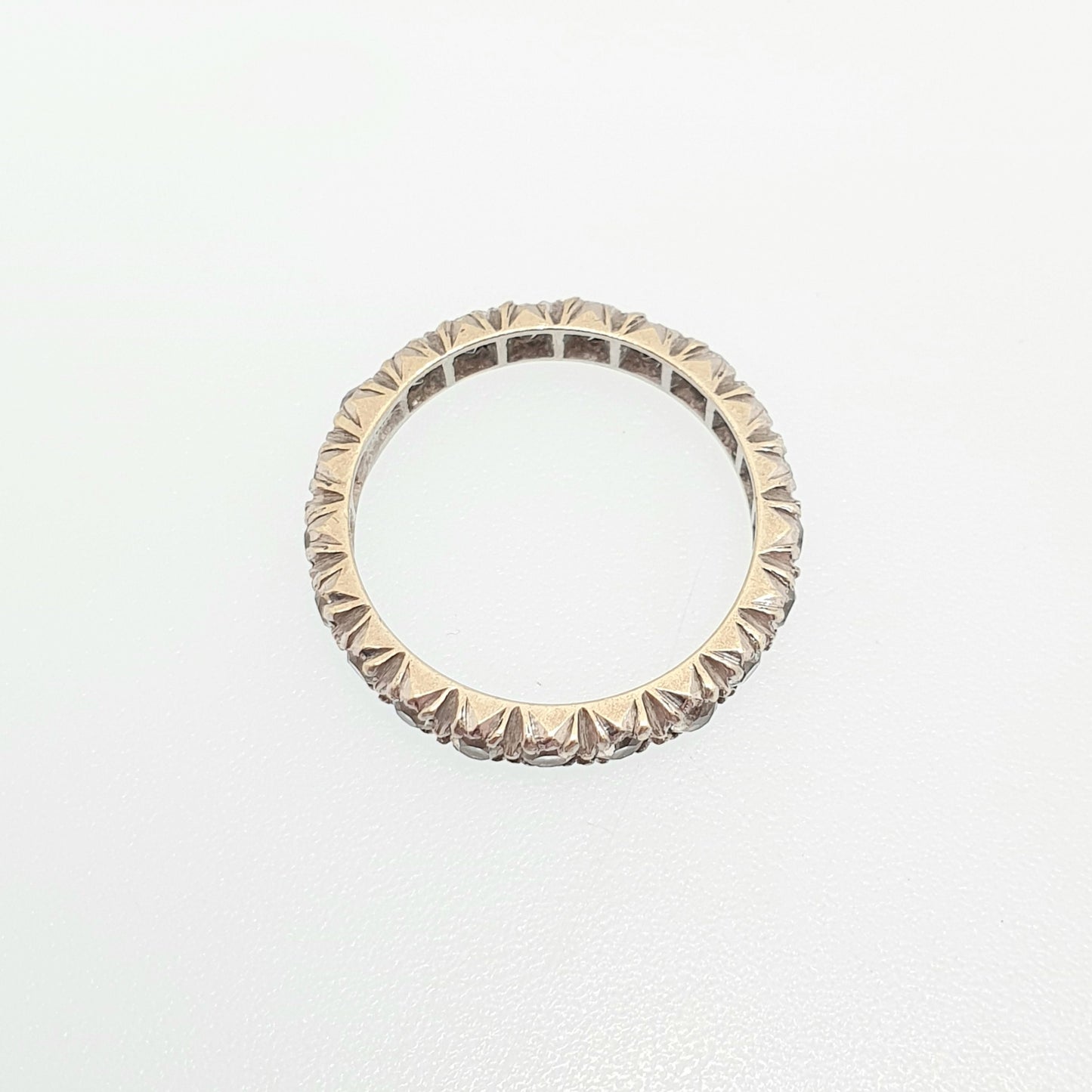 Antique 9ct 9k White Gold Eternity Ring White Spinel Art Deco 1920s Full Band Gemstone Solid 375 Vintage Sparkly Womens Jewelry Jewellery