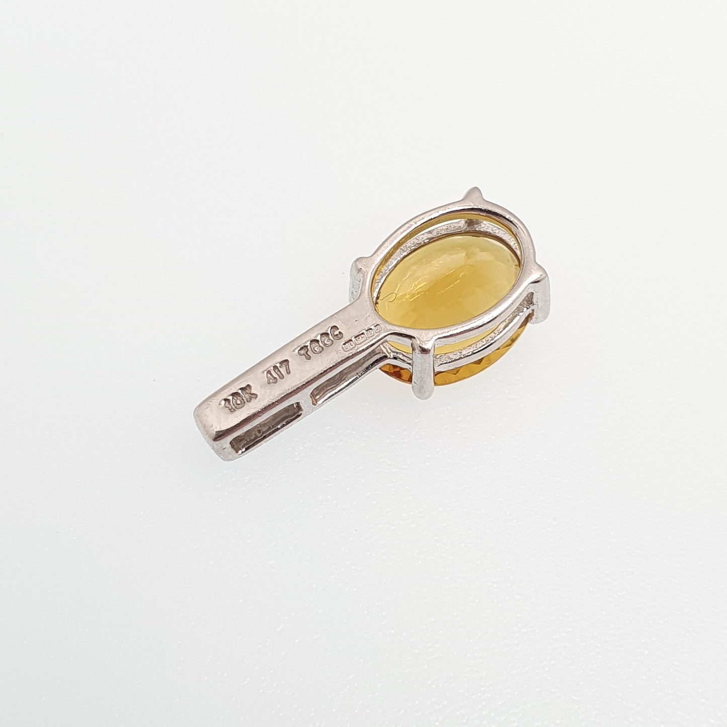 10k 10kt White Gold Orange Tourmaline Pendant Necklace White Sapphire Citrine Tone Solid 417 Vintage Retro Gemstone Jewellery Jewelry