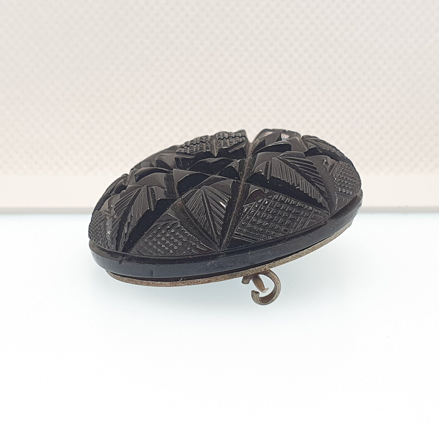 Antique Victorian Whitby Jet Brooch Star Flower Large Big Mourning Gothic High Relief Engraved Pattern Vintage Womens Jewelry Jewellery