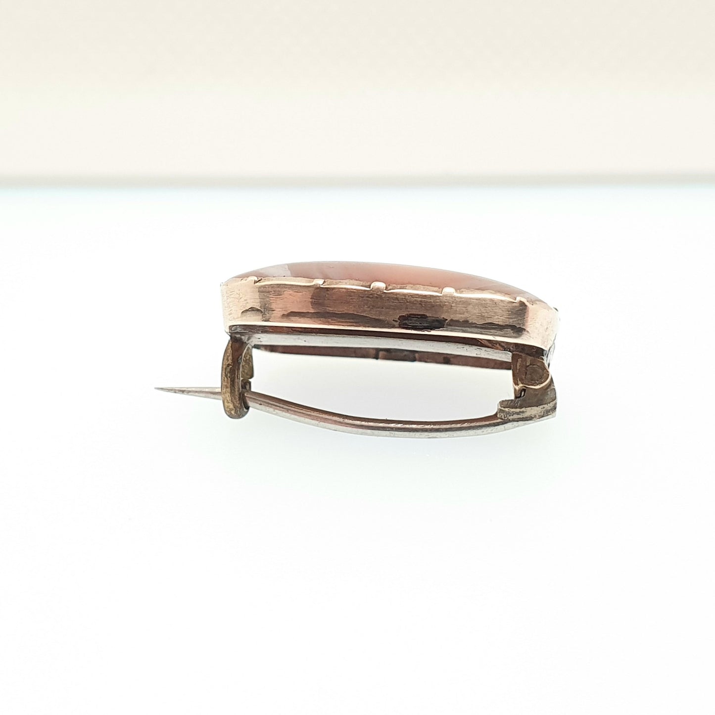 Antique 9ct Gold Agate Jasper Brooch Early Victorian Solid 9k 375 Border Quartz Agate Rectangular Gemstone 1800s Womens Jewellery Jewelry