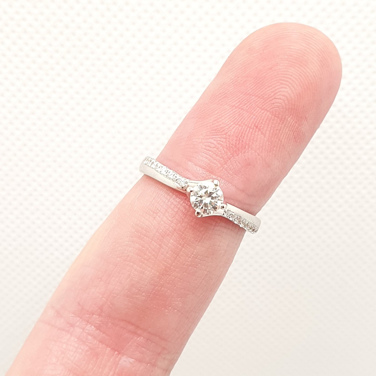 Natural Diamond Ring 18k 18ct White Gold 0.3ct Carat VS2 Engagement Wedding Rings Brilliant Cut Fine Estate Womens Vintage Jewelry Jewellery