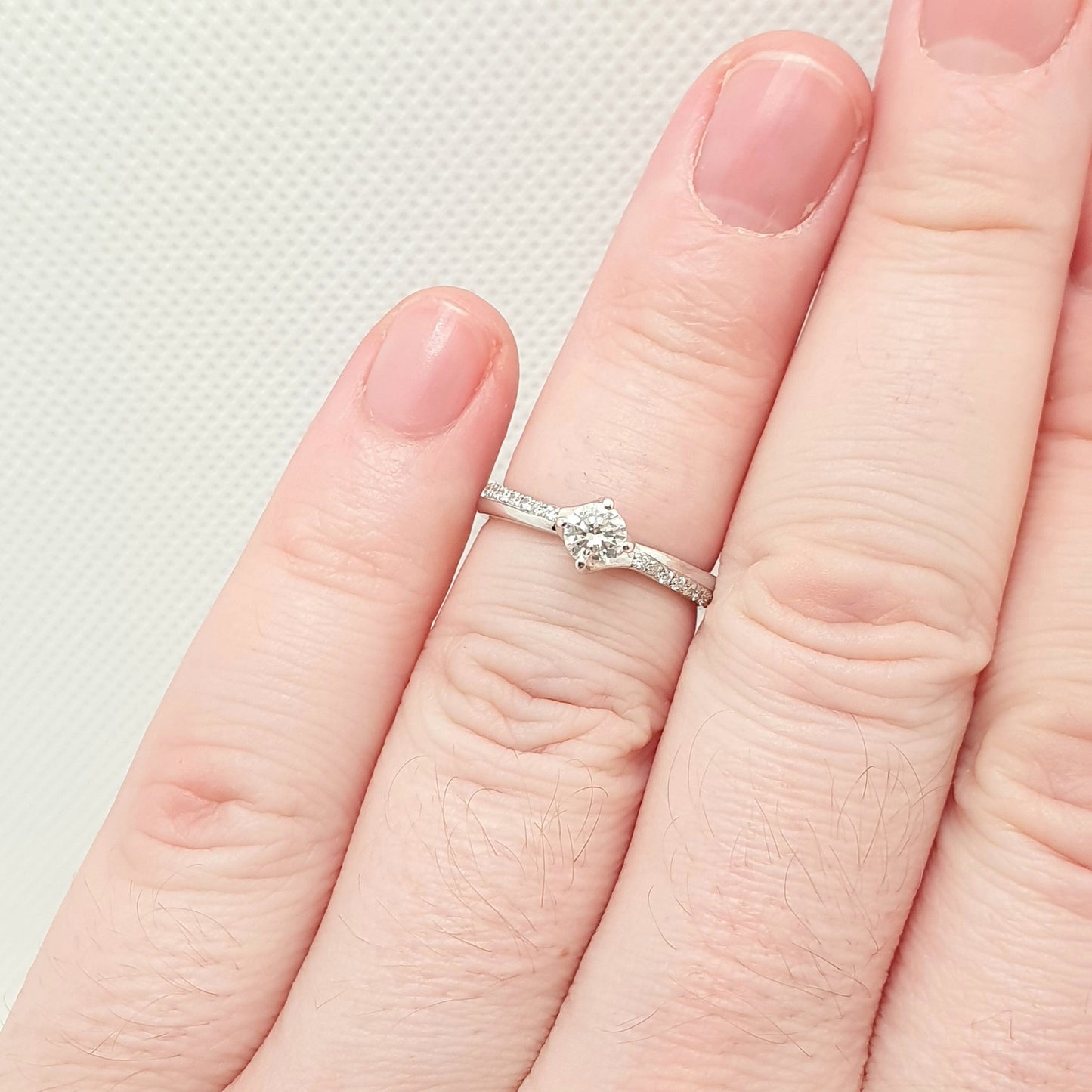 Natural Diamond Ring 18k 18ct White Gold 0.3ct Carat VS2 Engagement Wedding Rings Brilliant Cut Fine Estate Womens Vintage Jewelry Jewellery