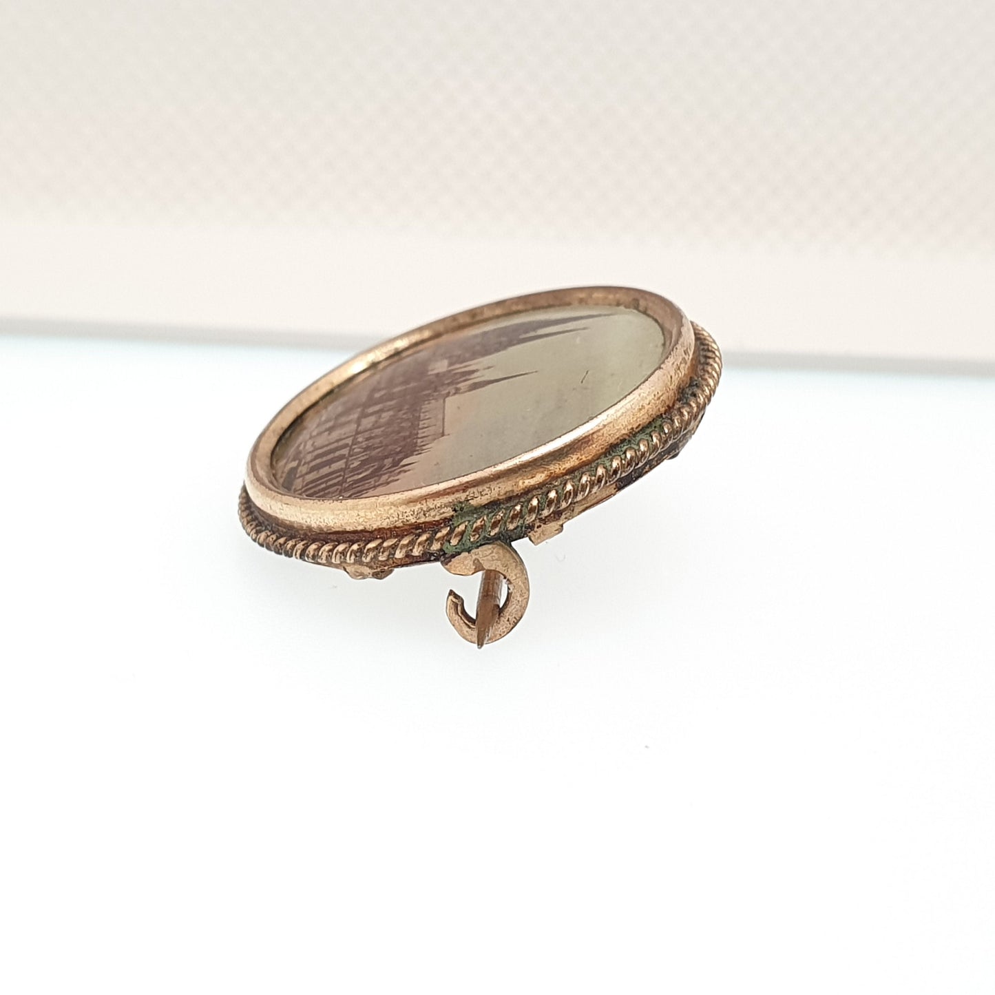 Antique Rolled Rose Gold Cathedral Brooch Picture Photo Pin Gold Filled Church Catholic Christian Pilgrimage Vintage Jewelry Jewellery