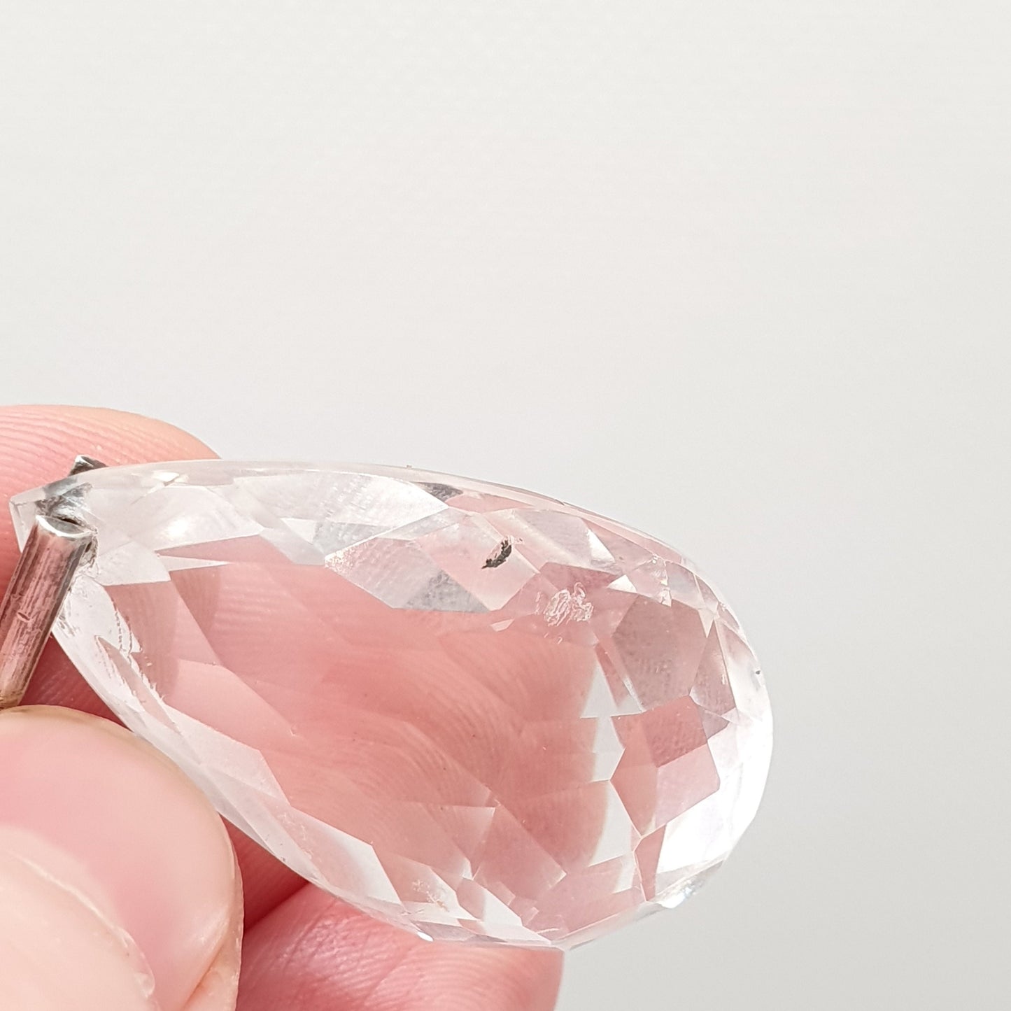 Antique Rock Crystal Quartz Solid Silver Pendant Necklace Art Deco Large Big Faceted 1920s Gemstone Clear Style Womens Jewelry Jewellery