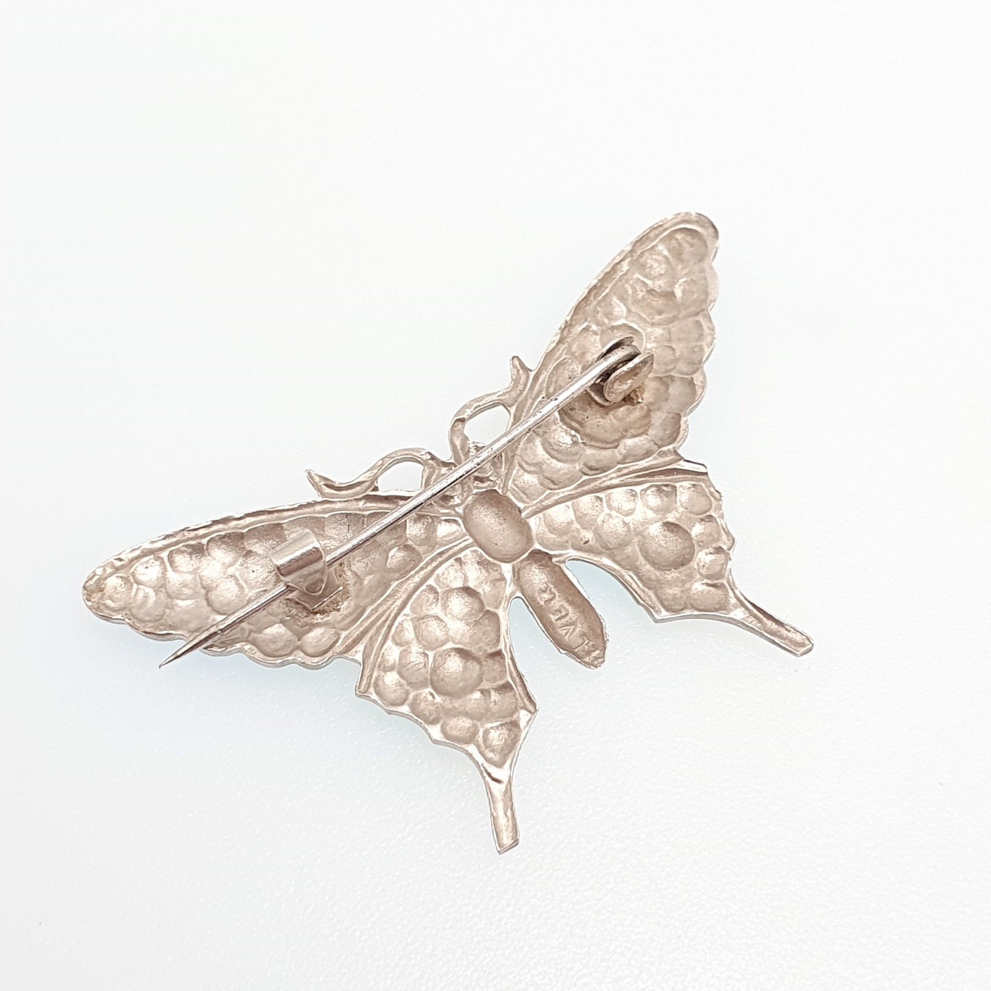 Antique Solid Silver Butterfly Enamel Brooch Insect Scandinavian Style Large Big Vintage Fine Estate Ladies Womens Jewelry Jewellery