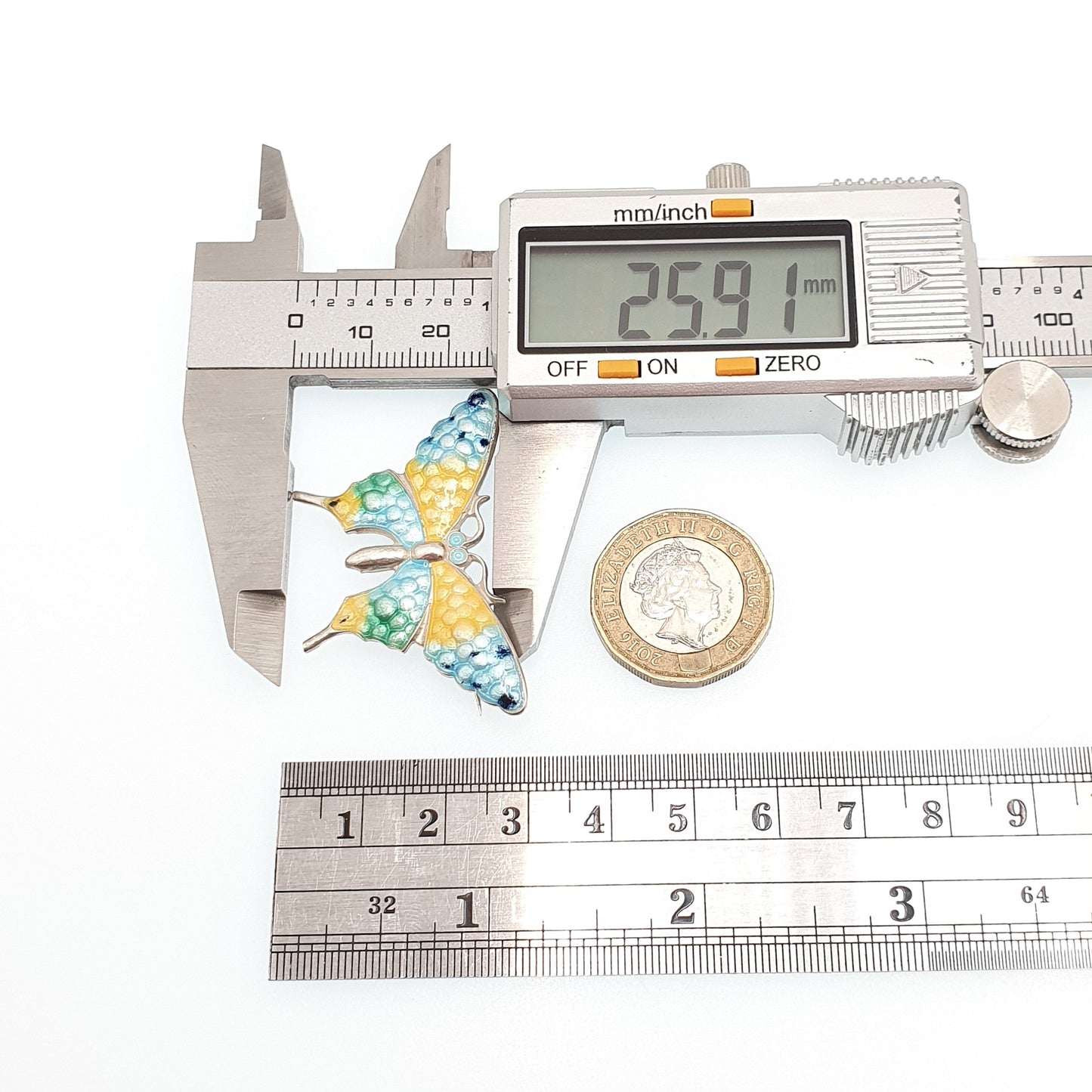 Antique Solid Silver Butterfly Enamel Brooch Insect Scandinavian Style Large Big Vintage Fine Estate Ladies Womens Jewelry Jewellery