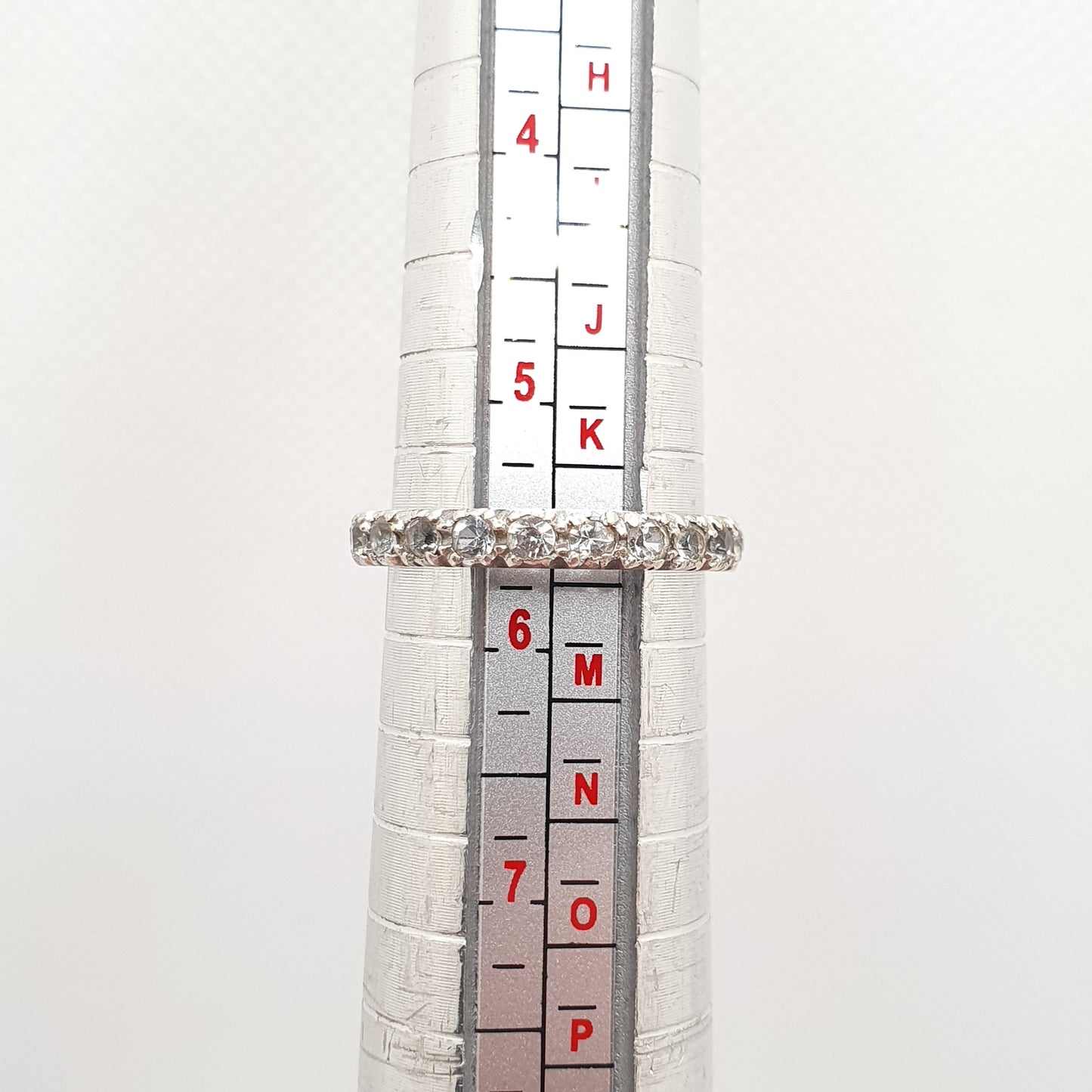 Antique 9ct 9k White Gold Eternity Ring White Spinel Art Deco 1920s Full Band Gemstone Solid 375 Vintage Sparkly Womens Jewelry Jewellery