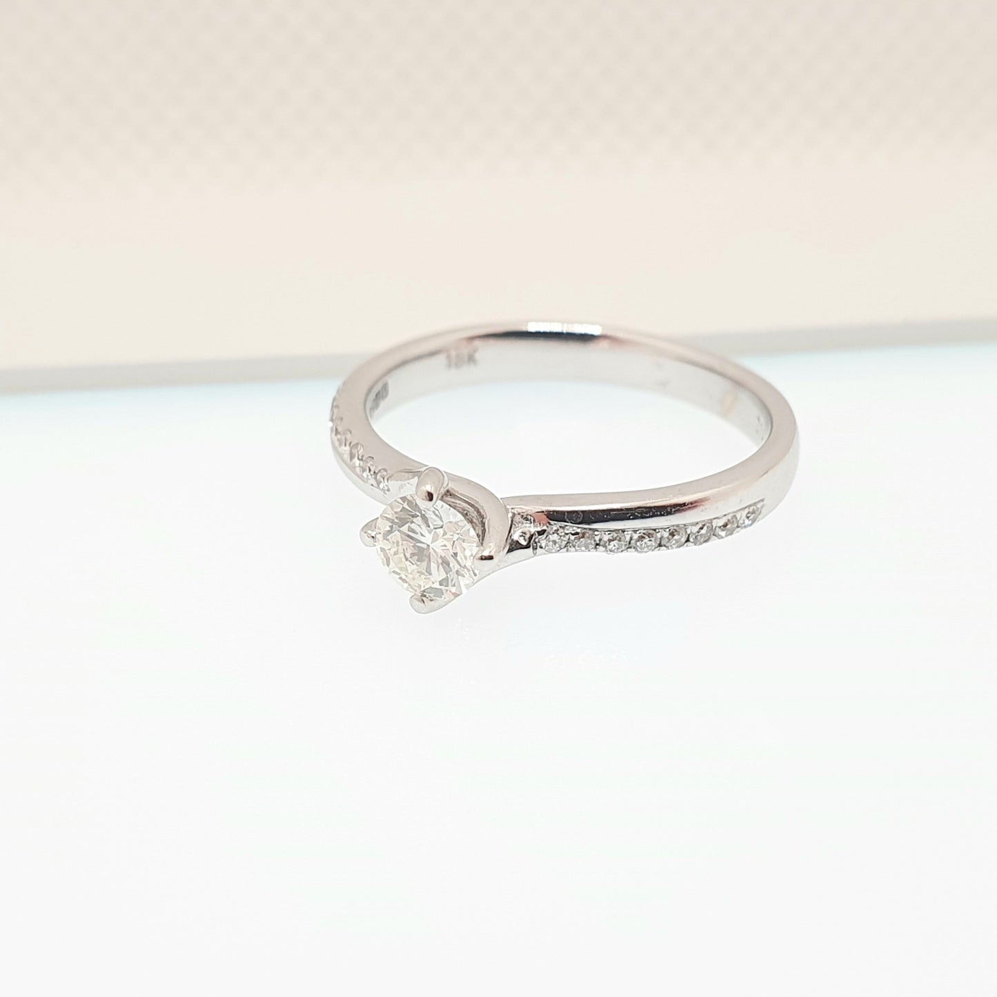 Natural Diamond Ring 18k 18ct White Gold 0.3ct Carat VS2 Engagement Wedding Rings Brilliant Cut Fine Estate Womens Vintage Jewelry Jewellery