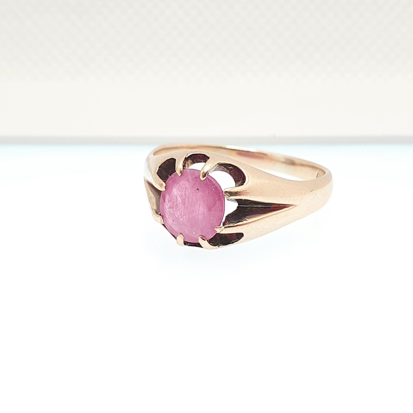 Antique Victorian 15ct Gold Ruby Ring Gypsy Solitaire Natural Gemstone Solid 15k 625 Chunky Large Vintage Mens Womens Jewelry Jewellery
