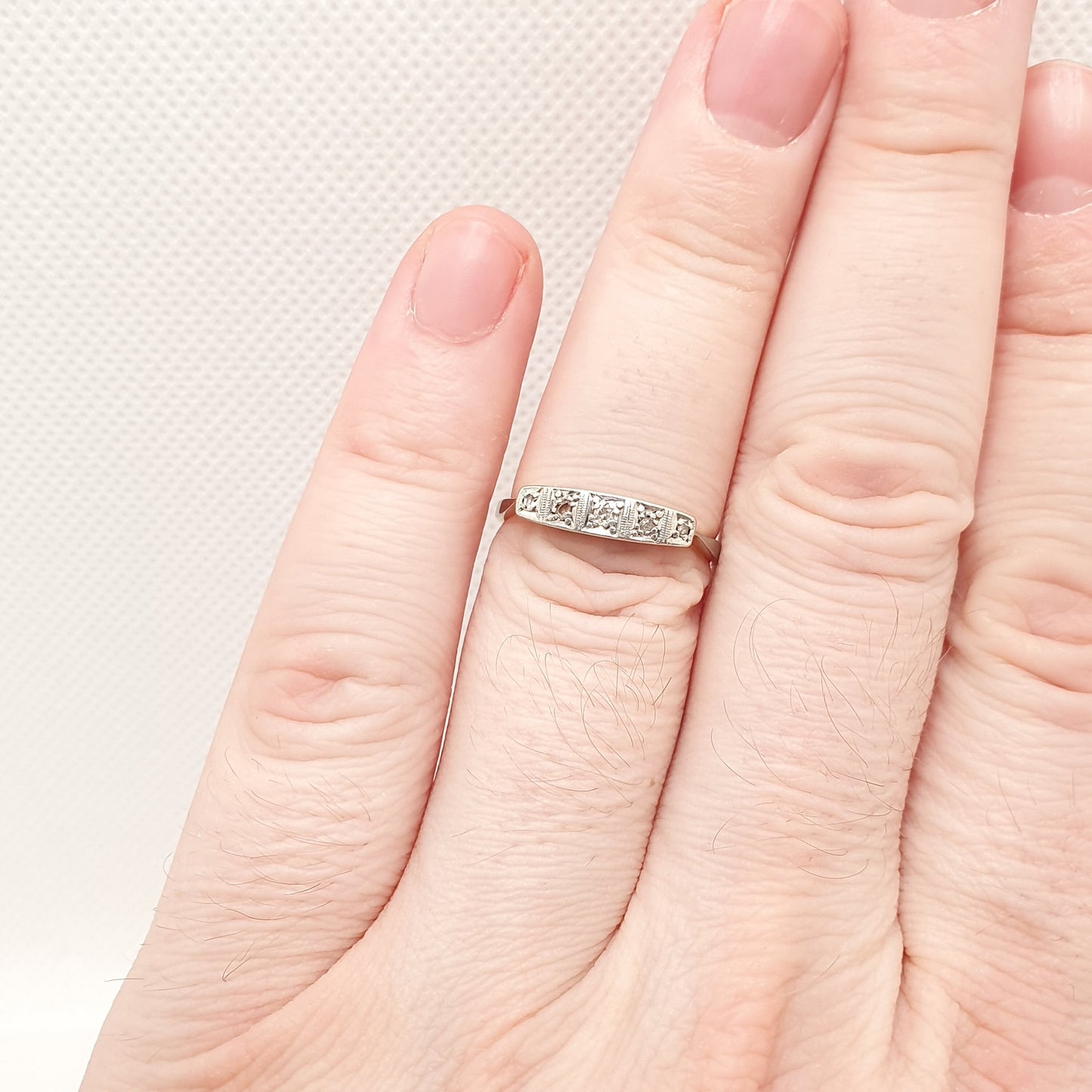 Antique 18ct Gold Diamond Ring Old Cut Art Deco Platinum Solid 18k 750 5 Stone Natural Diamonds Fine Estate Womens Vintage Jewelry Jewellery