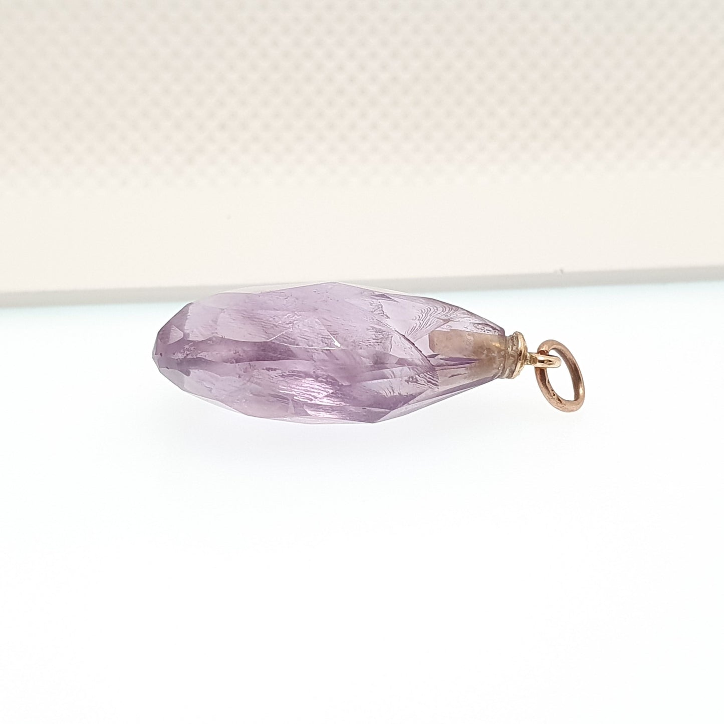 Antique Victorian 9ct 9k Gold Amethyst Pendant Necklace Pear Cut Faceted Natural Gemstone Quartz Solid 375 Vintage Womens Jewellery Jewelry