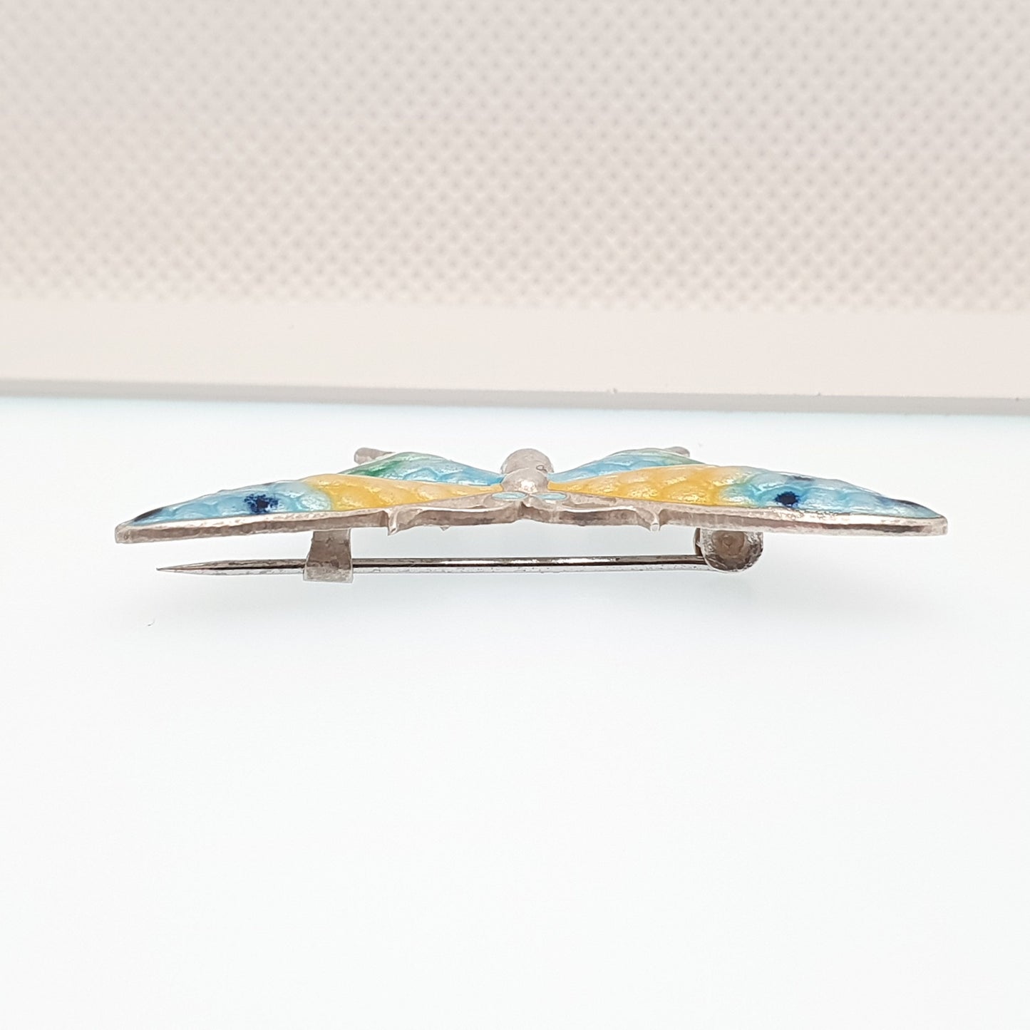 Antique Solid Silver Butterfly Enamel Brooch Insect Scandinavian Style Large Big Vintage Fine Estate Ladies Womens Jewelry Jewellery