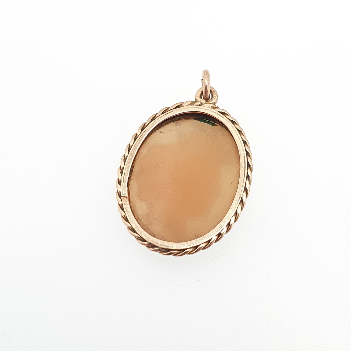 Antique 9ct 9k Gold Victorian Cameo Necklace Pendant Solid 375 Male Bust Oval Rope Border Hand Carved Shell 1800s Vintage Jewelry Jewellery