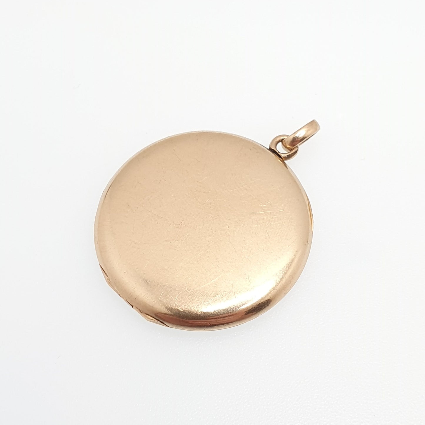 Antique Gold Shell ELGIN Locket Necklace Pendant Cased Thick Rolled Gold Filled Round Circle Vintage 1900s Womens Ladies Jewellery Jewelry
