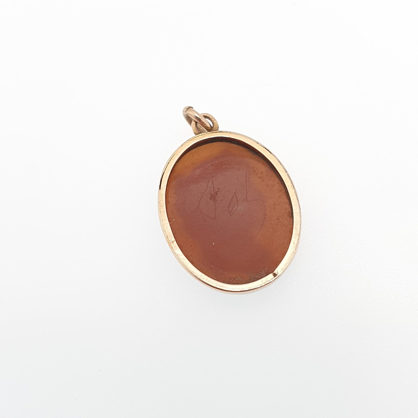 Antique Victorian 9ct 9k Gold Cameo Necklace Pendant Solid 375 Unique Oval Rope Border Hand Carved Shell 1800s Vintage Jewelry Jewellery