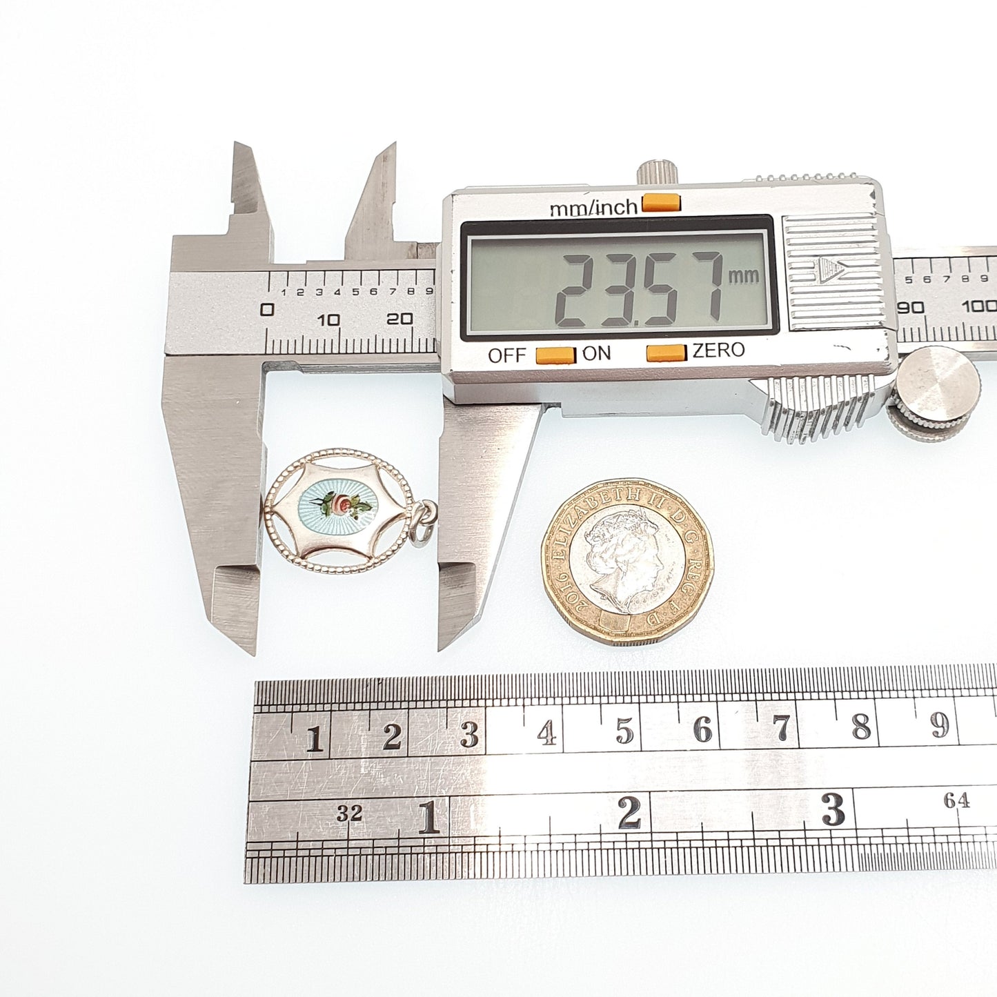 Antique Sterling Silver CHARLES HORNER Pendant Enamel Necklace Sky Blue Flower Champleve Art Nouveau Vintage Jewelry Genuine Jewellery