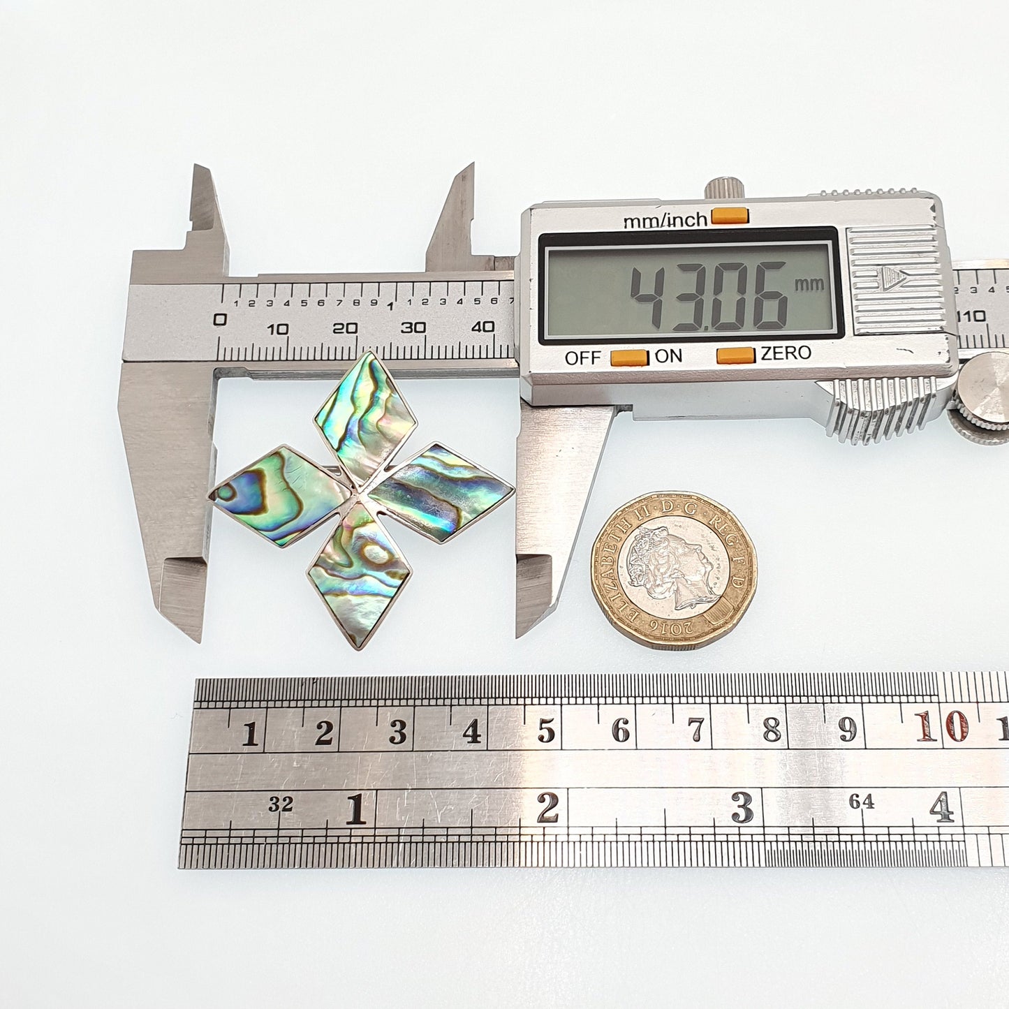 Antique Sterling Silver Abalone Cross Star Brooch Pin New Zealand Shell Mother of Pearl Medal Rainbow Iridescent Womens Jewelry Jewellery