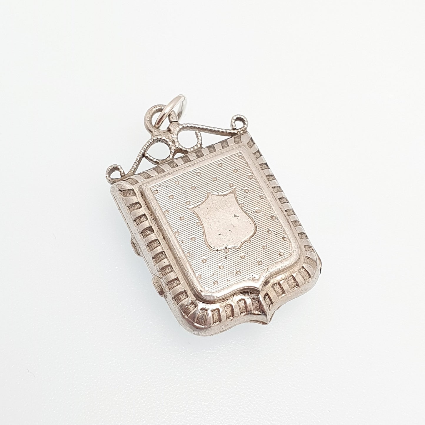 Antique Solid Silver Intaglio Locket Shield Pendant Faux Agate Necklace Pendant Picture Photo Rare Unique Vintage Womens Jewelry Jewellery